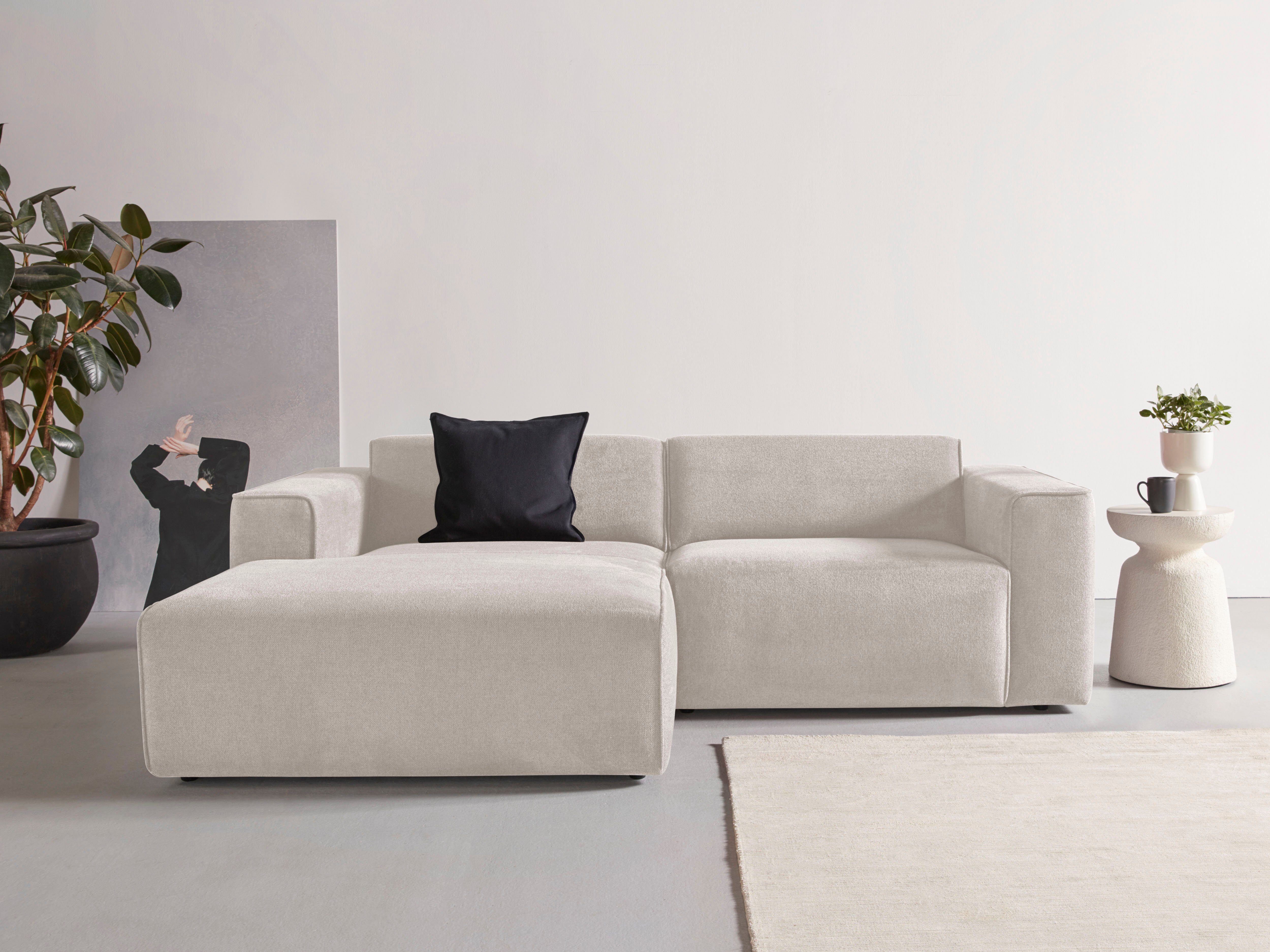 andas Ecksofa Noord, 234 cm, mit Kedernaht, Cord, Luxus-Microfaser, Struktur, Struktur grob