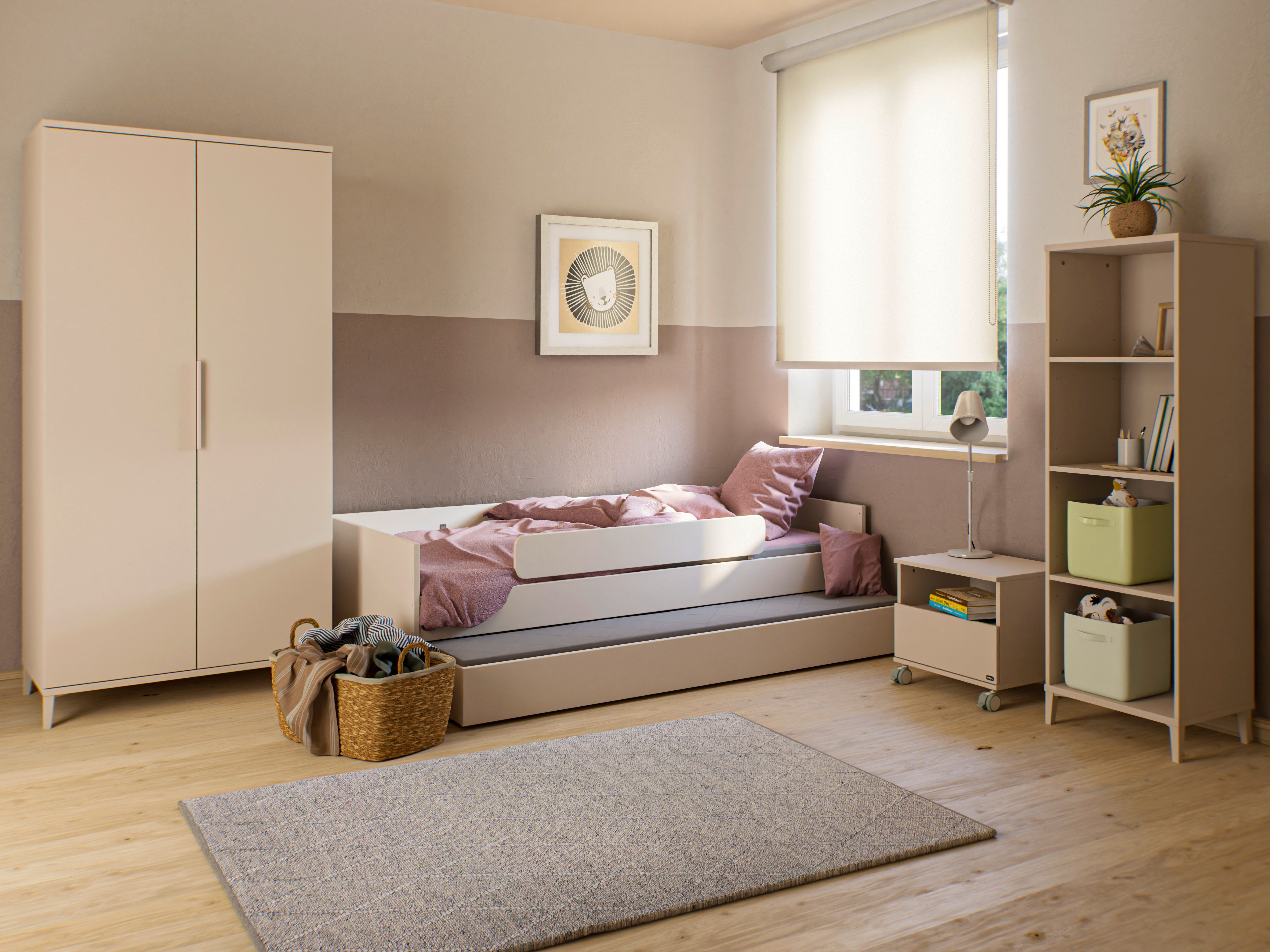 YUNY by PAIDI Kinderbett SISTER LOU mit Bettkasten, Jugendliege, bietet extra Stauraum oder zweite Liegefläche, Kojenliege Beige