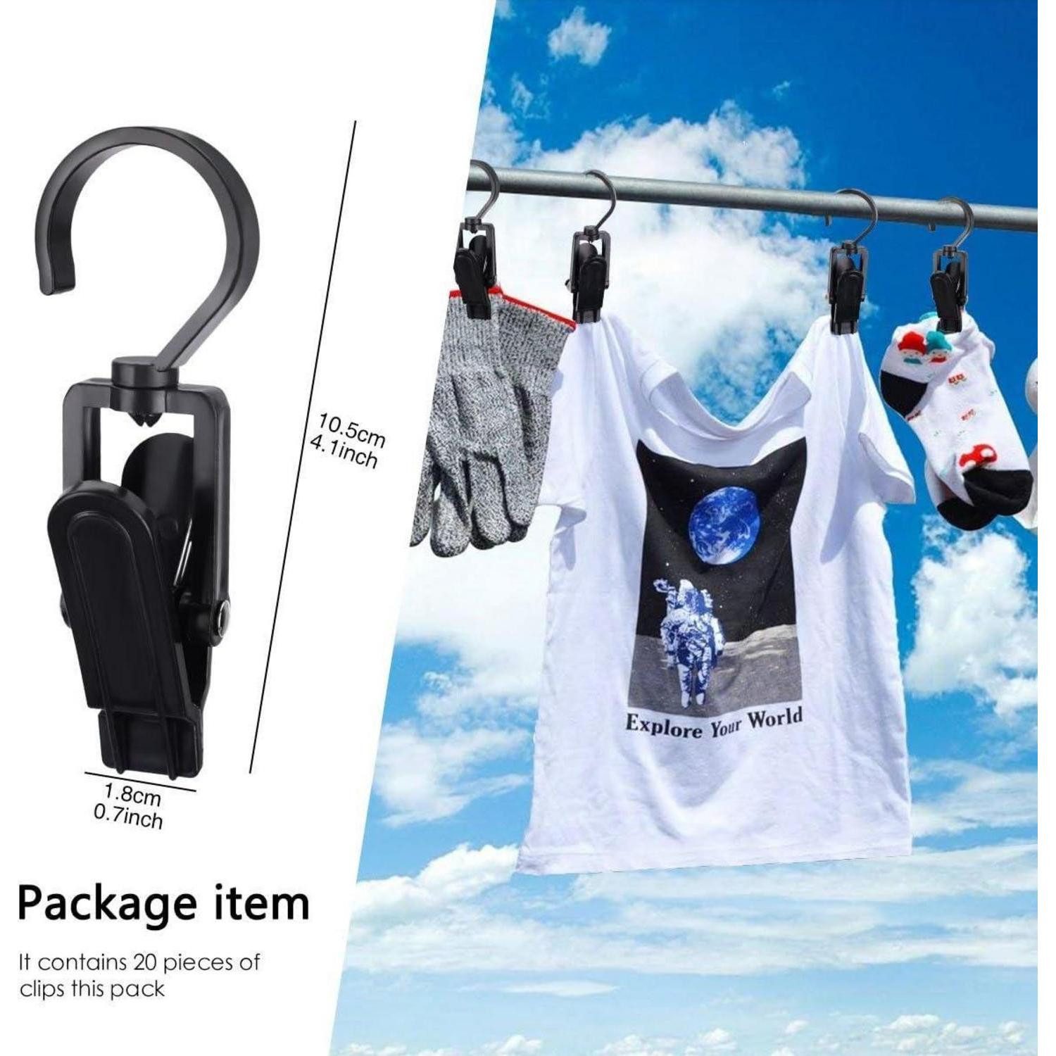 LuxusKollektion Wäscheklammern 20 Stück Handtuch Clips Schwarz Zum Aufhängen Geschirrtücher Haken