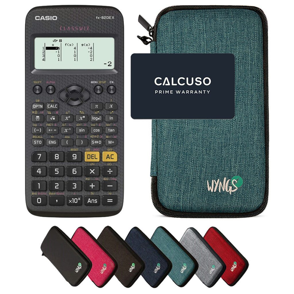CASIO Taschenrechner fx-82DE X ClassWiz inkl. WYNGS Schutztasche Türkis