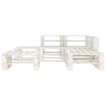 vidaXL Gartenlounge-Set 6-tlg. Garten-Lounge-Set aus Paletten Holz Weiß, (1-tlg)
