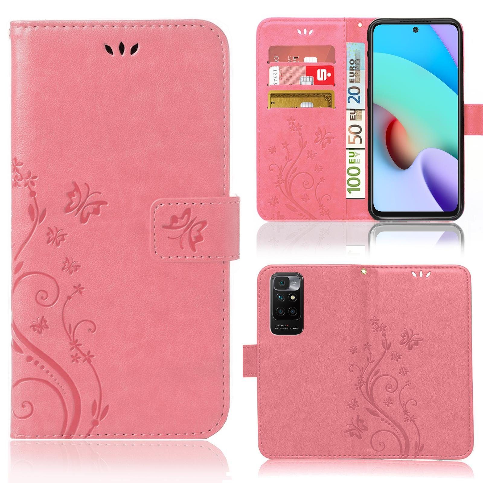 Numerva Handyhülle Bookstyle Flower Handytasche Schutzhülle für Xiaomi Redmi 10, Klapphülle Flip Cover Case Etui