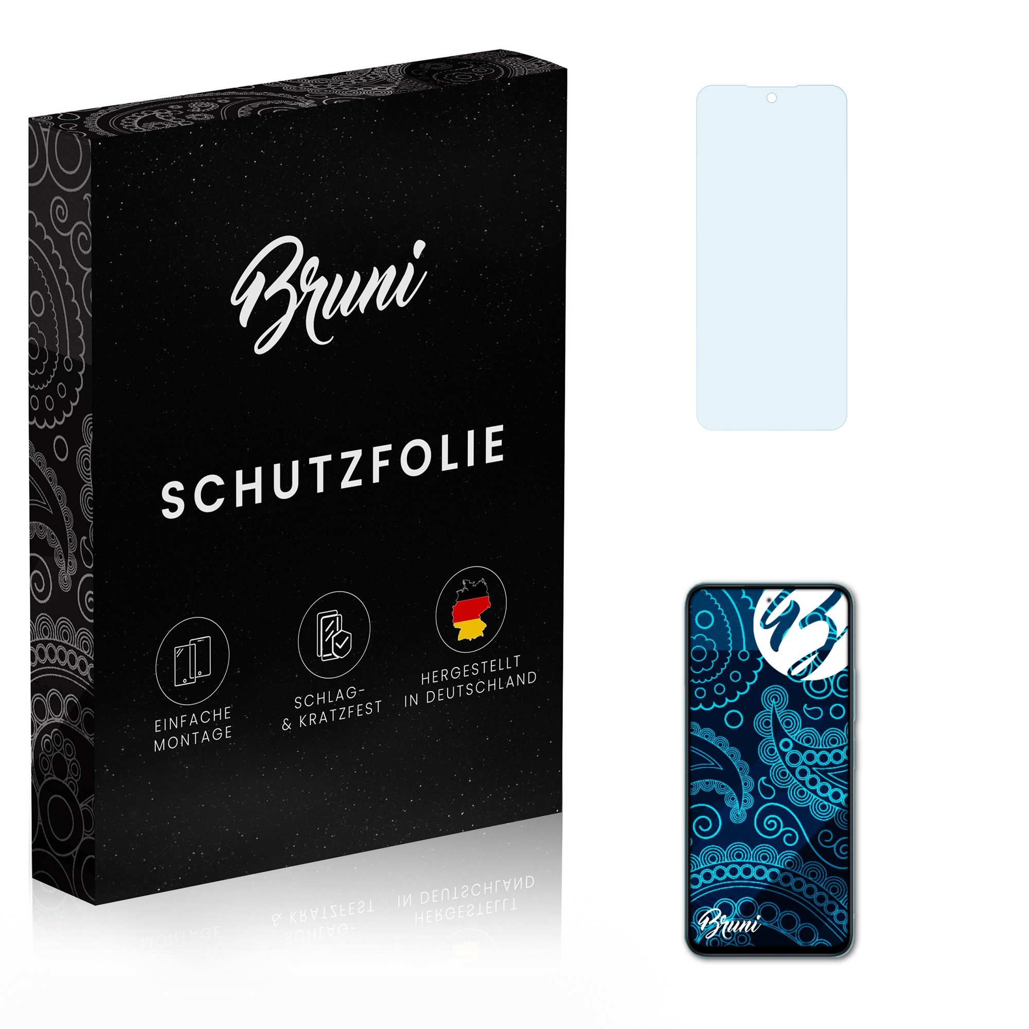 Bruni Schutzfolie Glasklare Displayschutzfolie für Poco M6 Pro, (2 Folien), praktisch unsichtbar