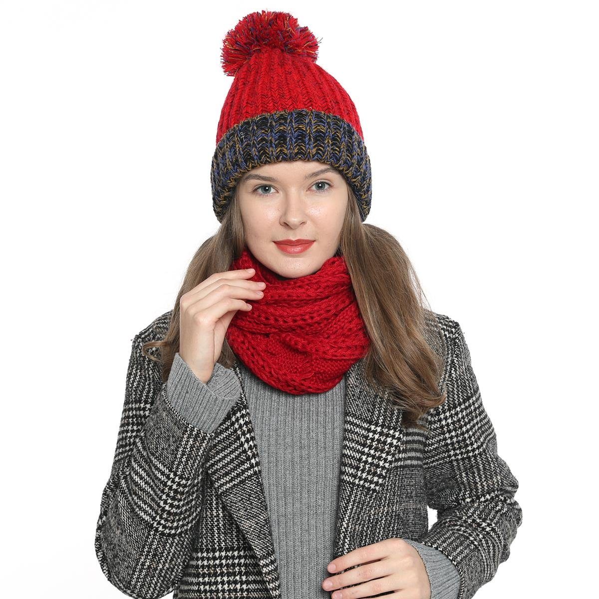 DonDon Beanie Damen Bommelmütze Strickmütze gefüttert warm (Packung, 1-St) Wintermütze, mit Bommel, Grobstrick in tollen Farben