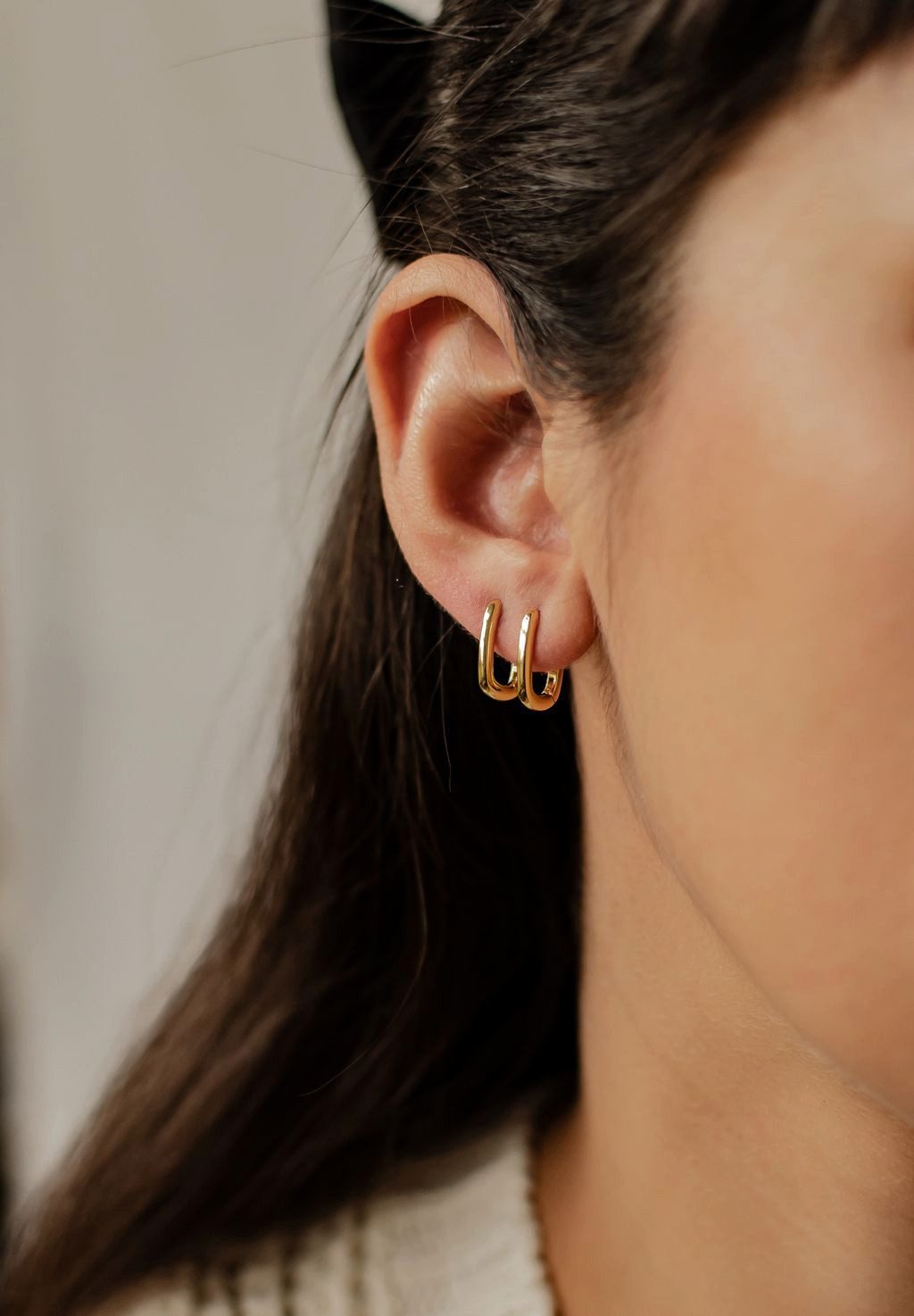 Hey Happiness Paar Creolen Oval und Eckig, Silber 925er (2-tlg), Damen Silb günstig online kaufen