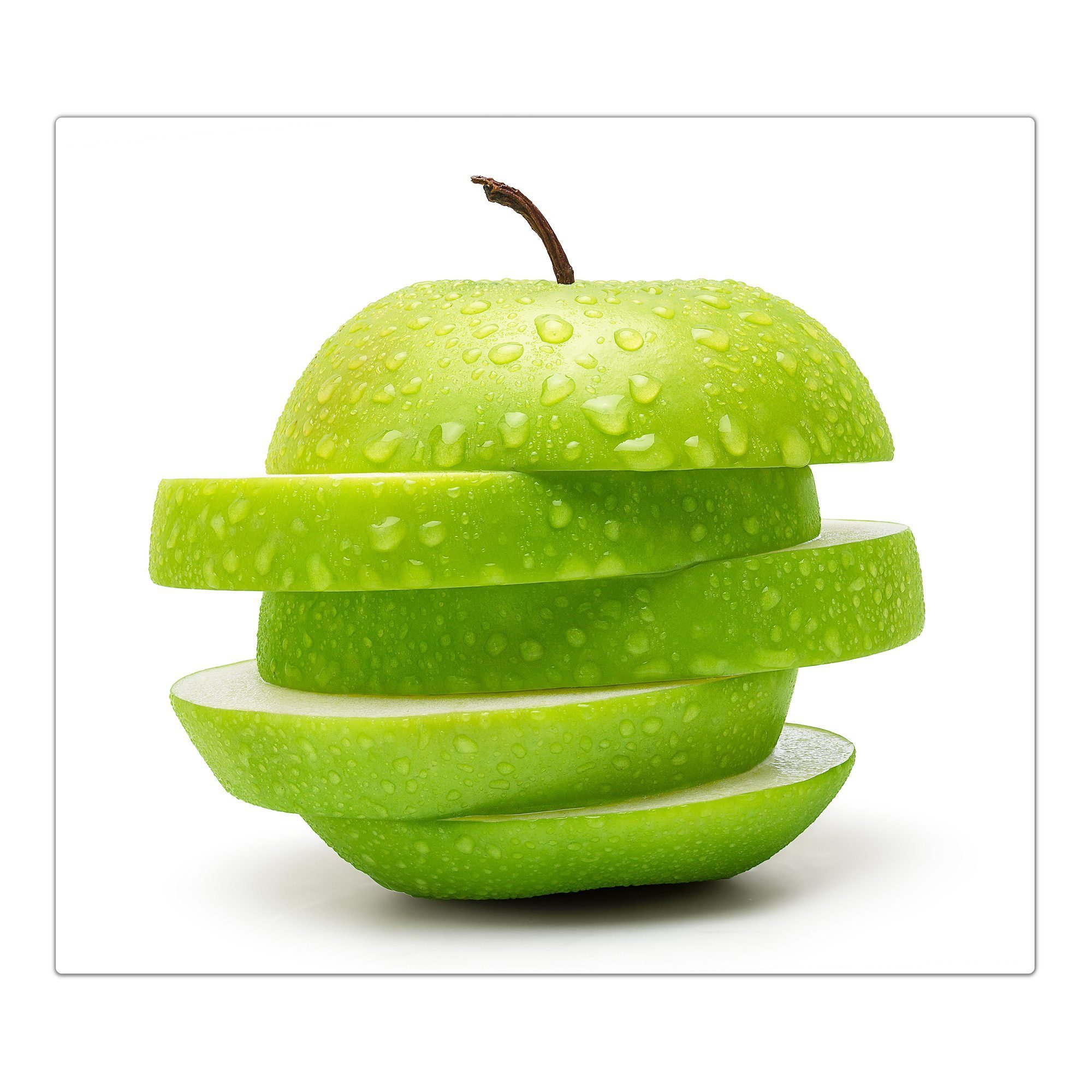 Spritzschutz tlg) aus grün (1 Apfel Glas, Glas Herdabdeckplatte Primedeco gestapelt, Herd-Abdeckplatte