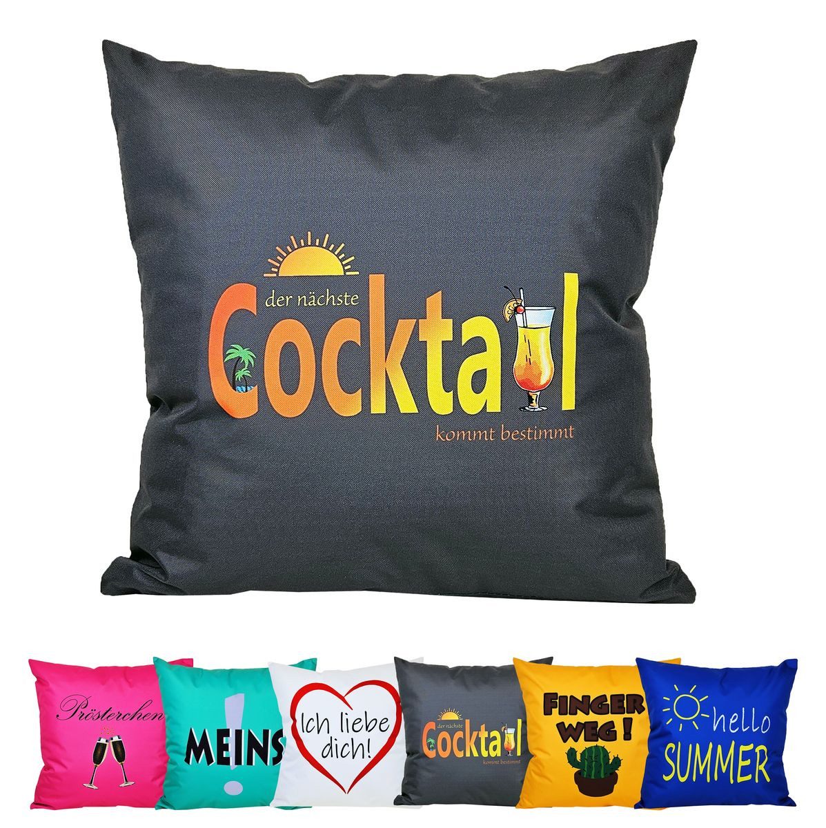 JACK Dekokissen 50x50cm Motiv Outdoor Lounge Kissen inkl. XXL Füllung Sitzkissen, Outdoorkissen starke Füllung mit lustigen Motiven