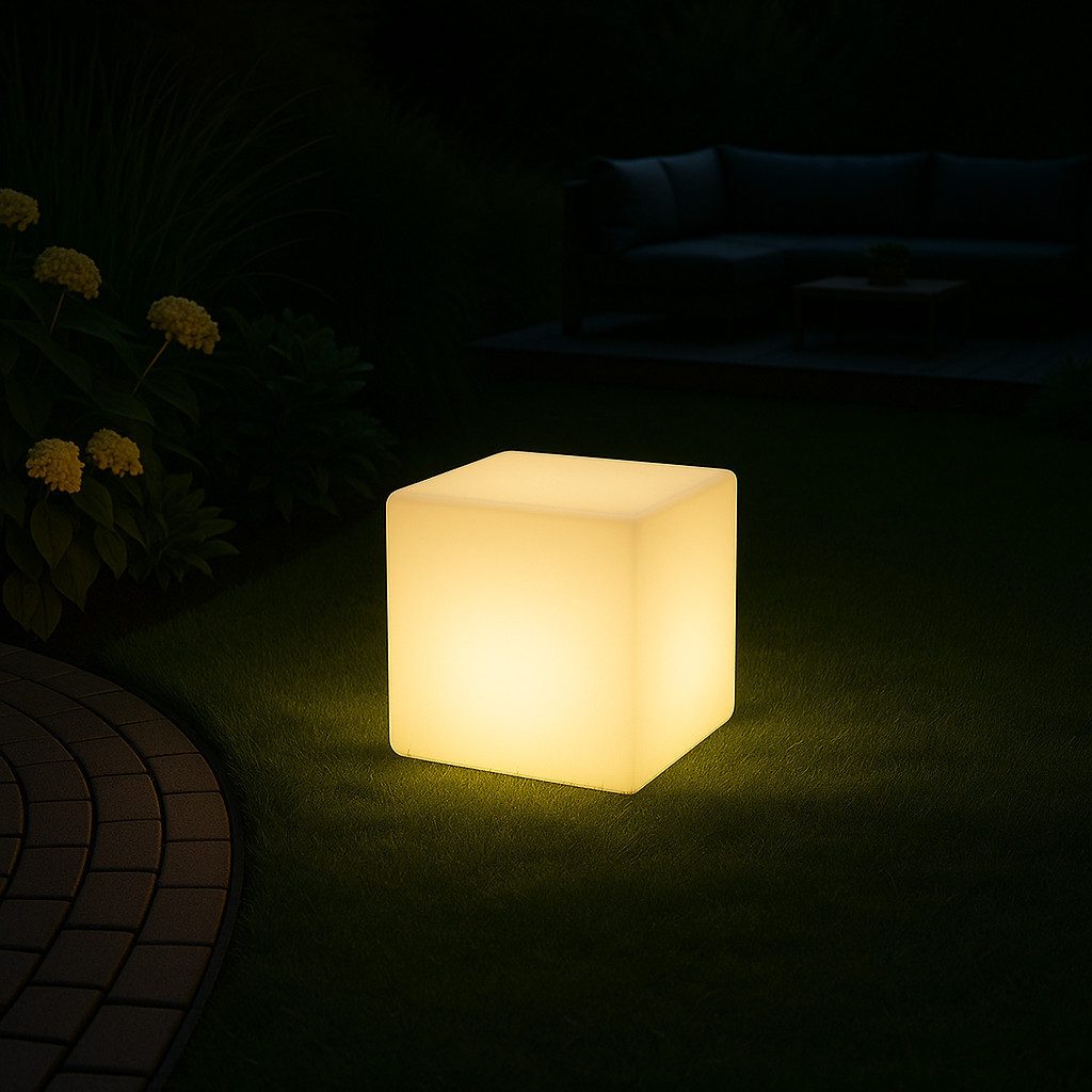 MeLiTec LED Solarleuchte Solar-Gartenleuchte LK04-6 Modell Würfel, LED-Solarlampe Outdoor, für Garten Balkon Terrasse, Farbwechsel