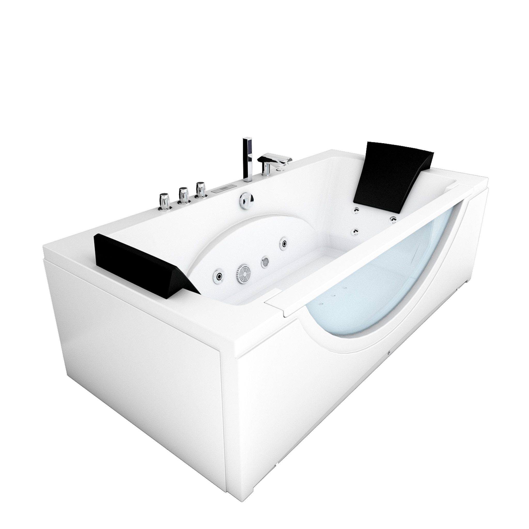 AcquaVapore Whirlpool-Badewanne Whirlpool Badewanne Eckwanne W81H-TH-C-ALL 180x90cm, (1-tlg), mit Ablaufgarnitur
