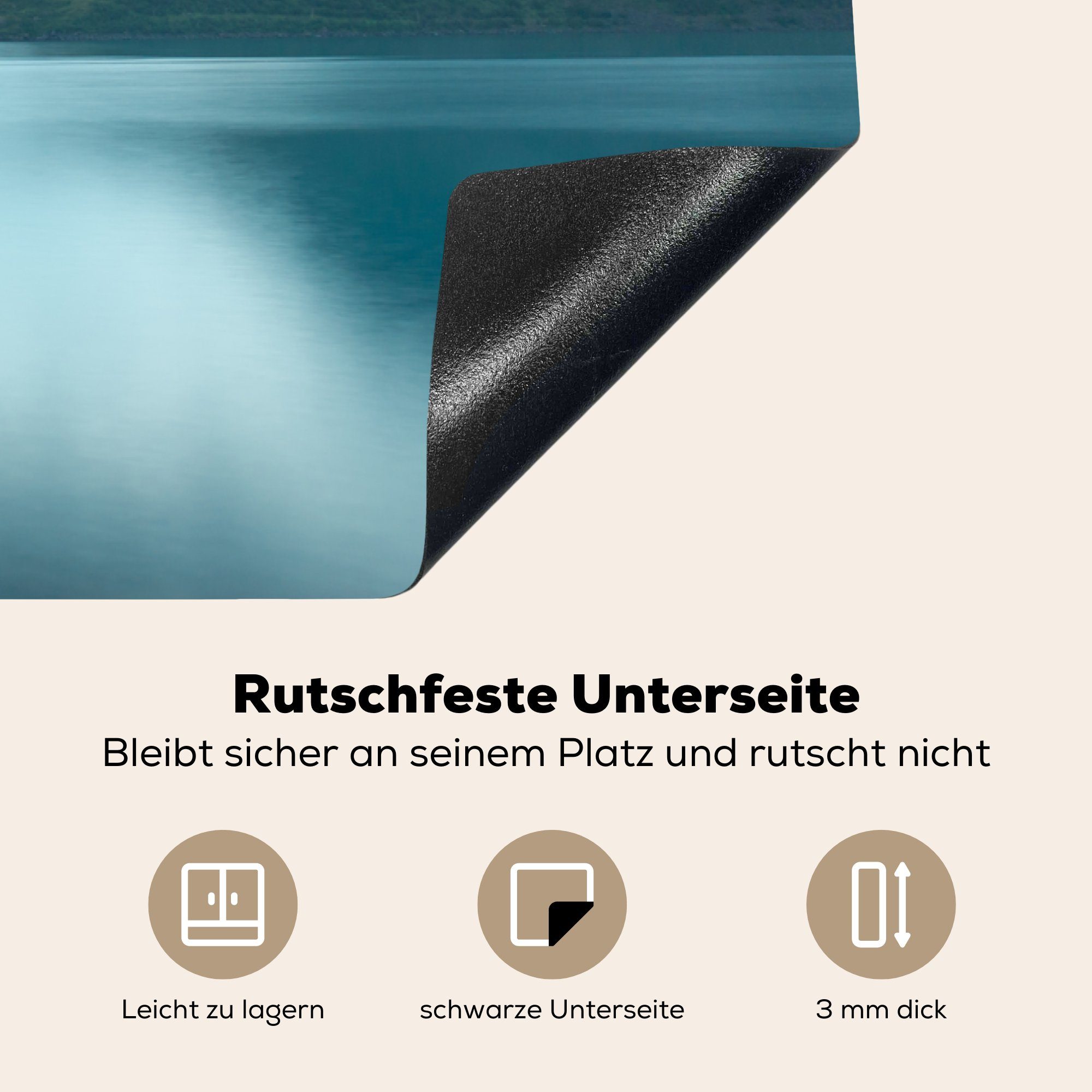 - Meer 83x51 tlg), - MuchoWow Arbeitsplatte Herdblende-/Abdeckplatte Blau, Norwegen Vinyl, für Ceranfeldabdeckung, (1 cm, küche