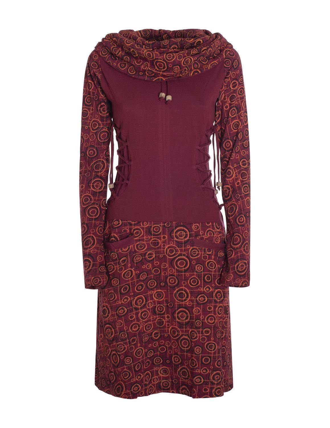 Jerseykleid Langarm Strickkleid Sweatshirtkleid mit Schnürung