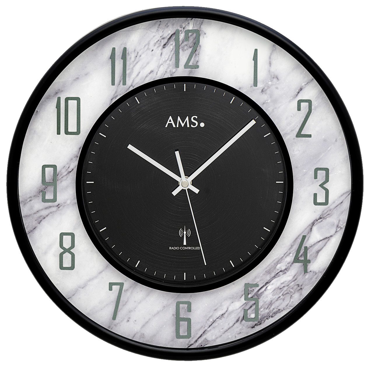 AMS Funkwanduhr (Quarzuhr,Kunststoff,Wohnzimmer,Esszimmer,Küche,Arbeitszimmer,Büro,Flur)