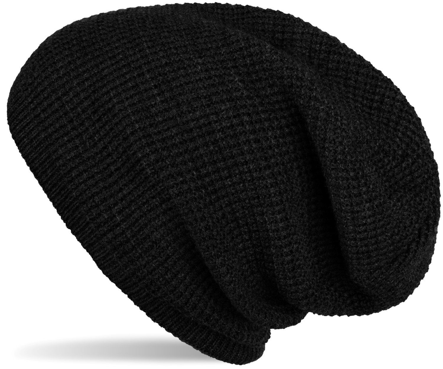 styleBREAKER Strickmütze (1-St) Strick Beanie Mütze mit Karo Strickmuster Schwarz