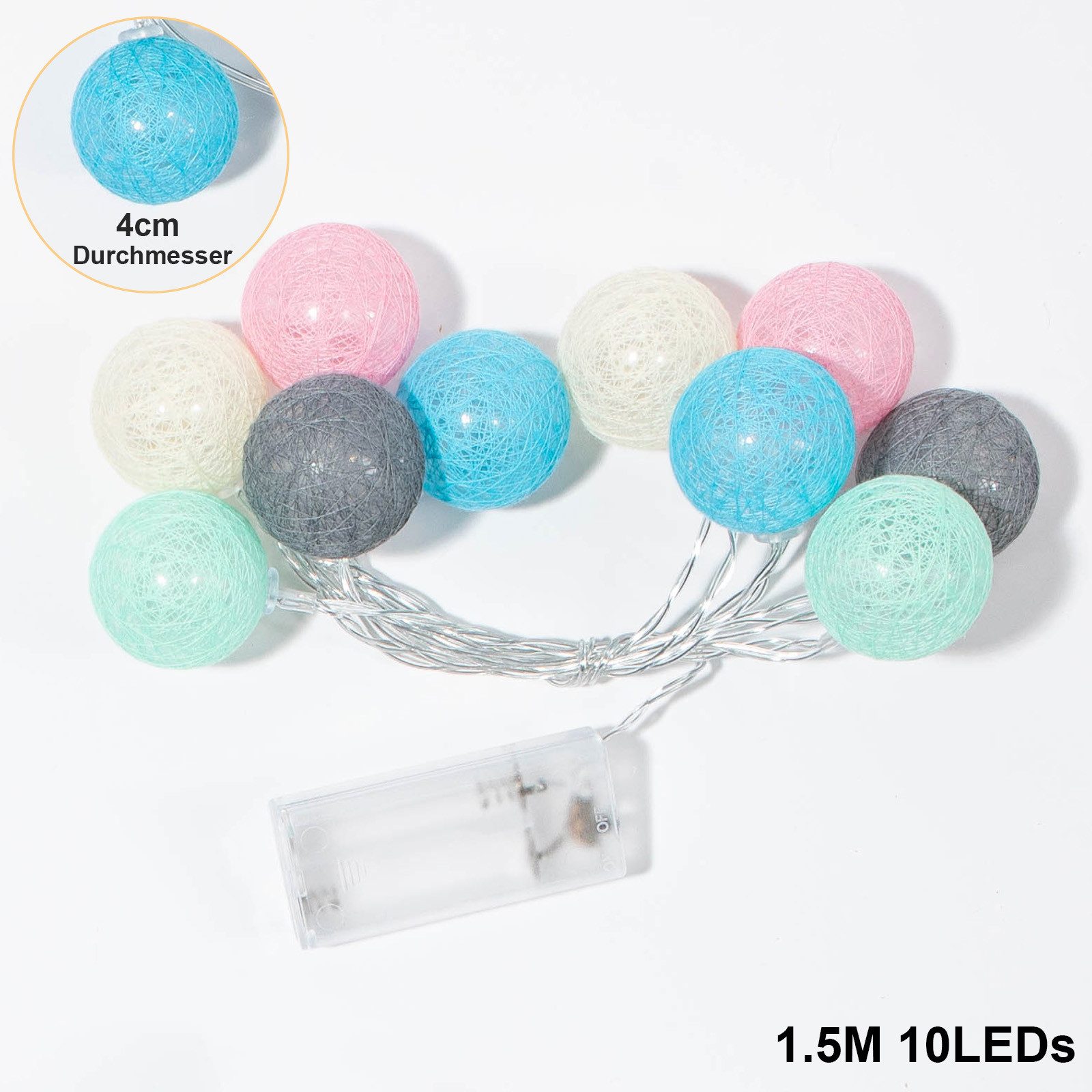 MUPOO LED-Lichterkette Wattebällchen Lichterkette Batteriebetrieben Festdek günstig online kaufen