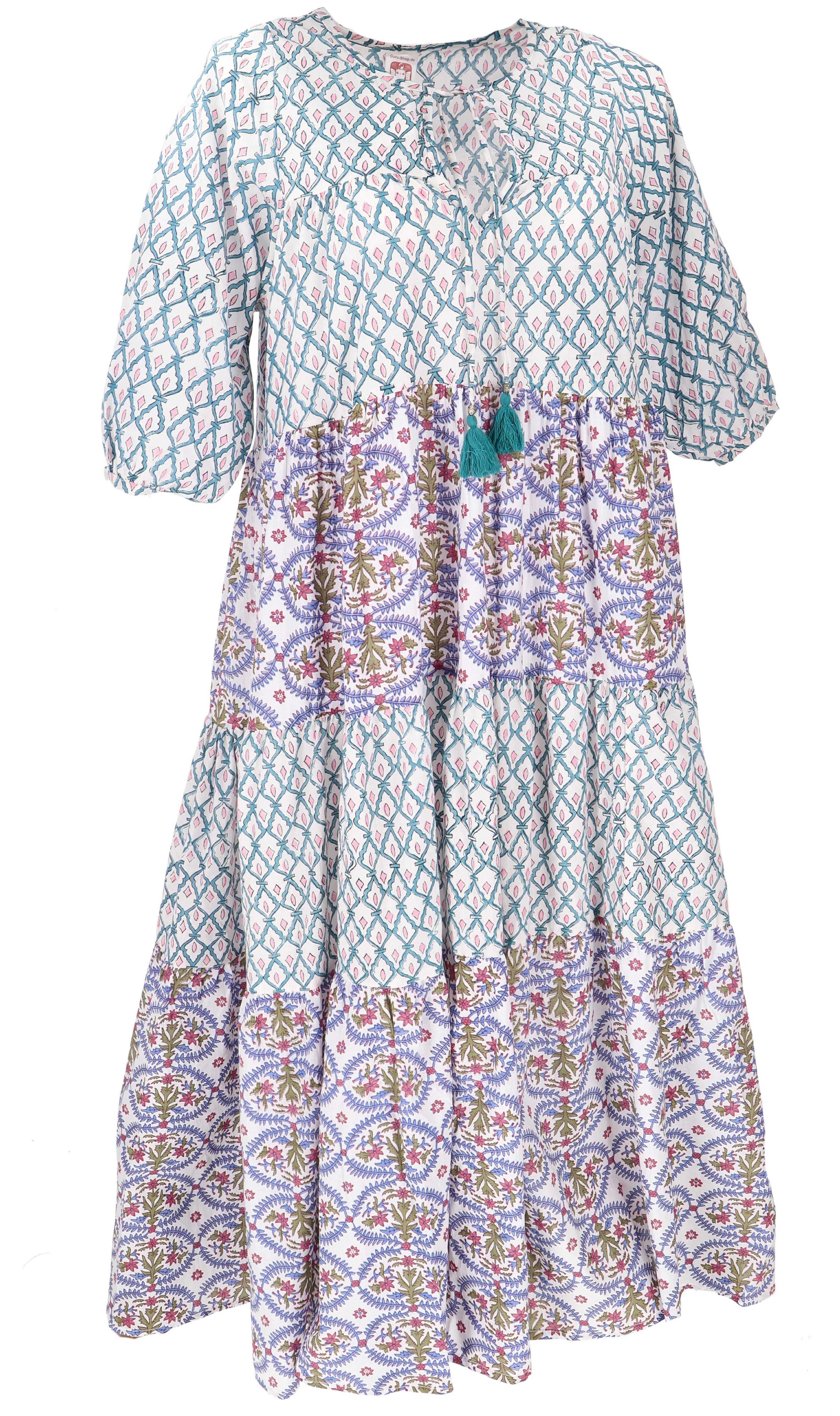 Guru-Shop Midikleid Boho Baumwoll Maxikleid, gestuftes günstig online kaufen