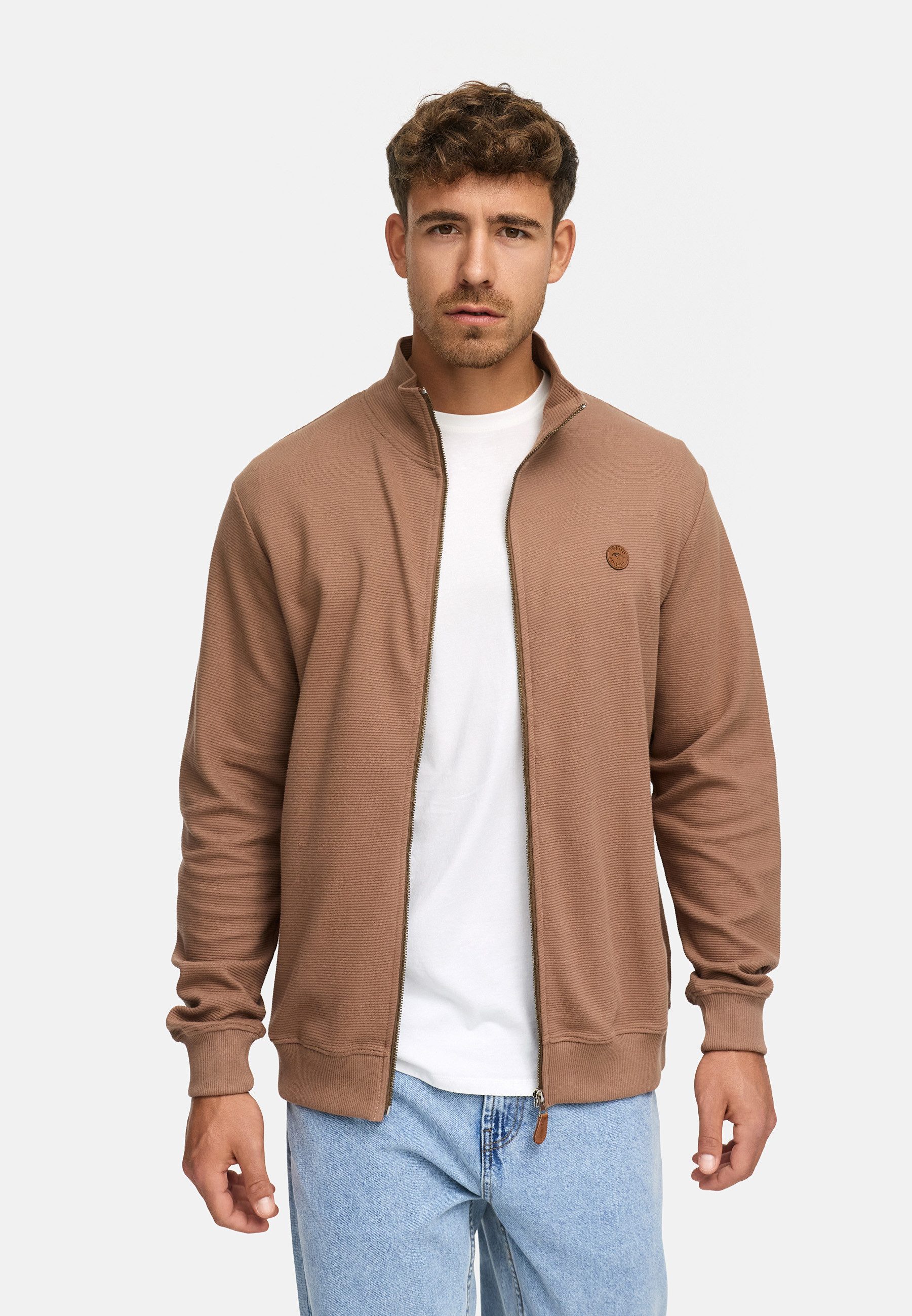 Indicode Sweatjacke Herren INGuadalupe Cardigan Herrenstrickjacke mit dezentem Logoprint auf der Brust