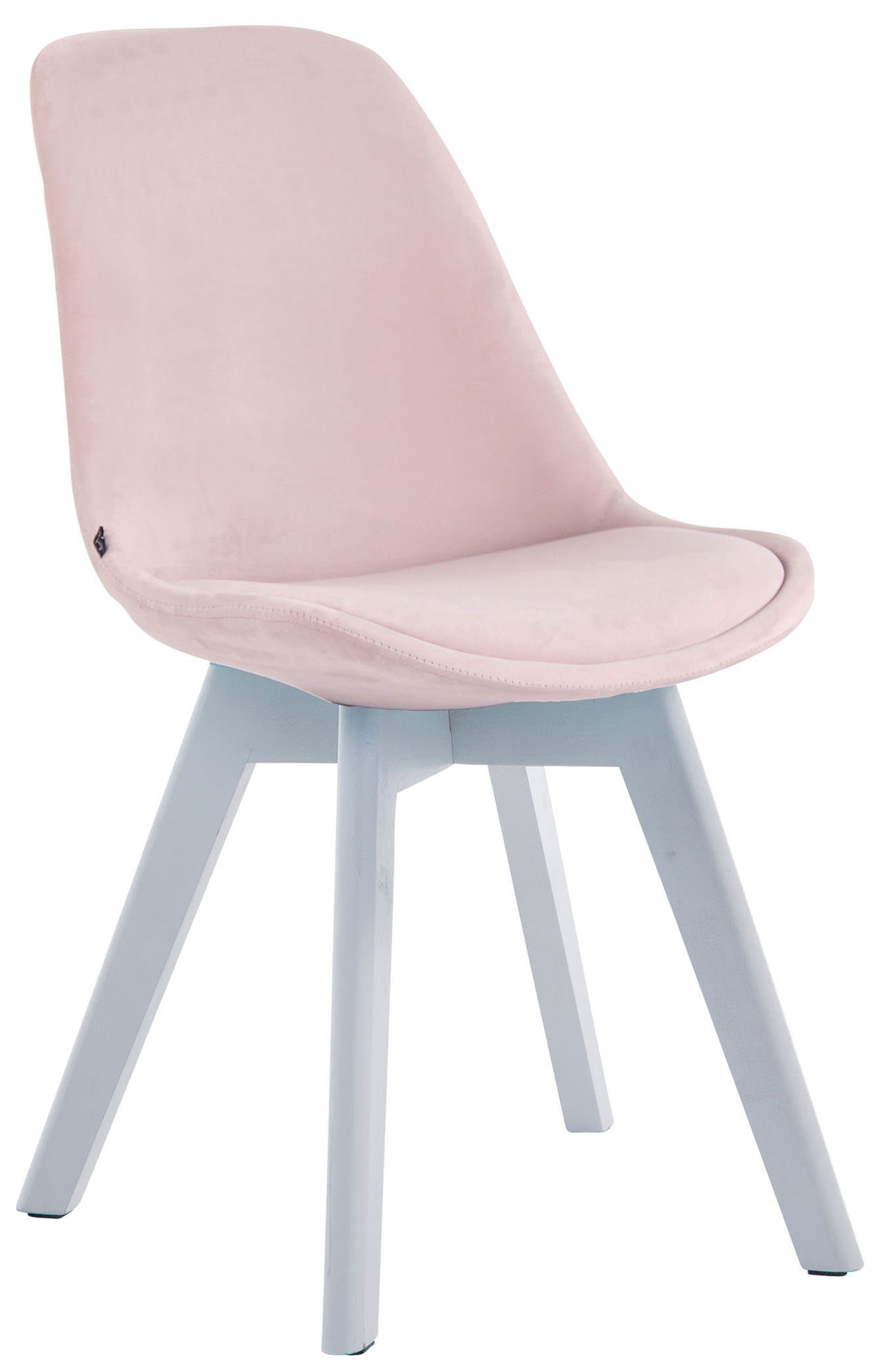 TPFLiving Besucherstuhl Bornova Two mit hochwertig gepolsterter Sitzfläche - Konferenzstuhl (Küchenstuhl - Esszimmerstuhl - Wohnzimmerstuhl), Gestell: Buchenholz weiß - Sitzfläche: Samt pink