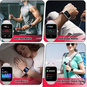 HUYVMAY Smartwatch (1,8 Zoll, Android, iOS), IP68 wasserdichte Uhr mit DIY und 120 Uhrengesichten 100 Sportmodi