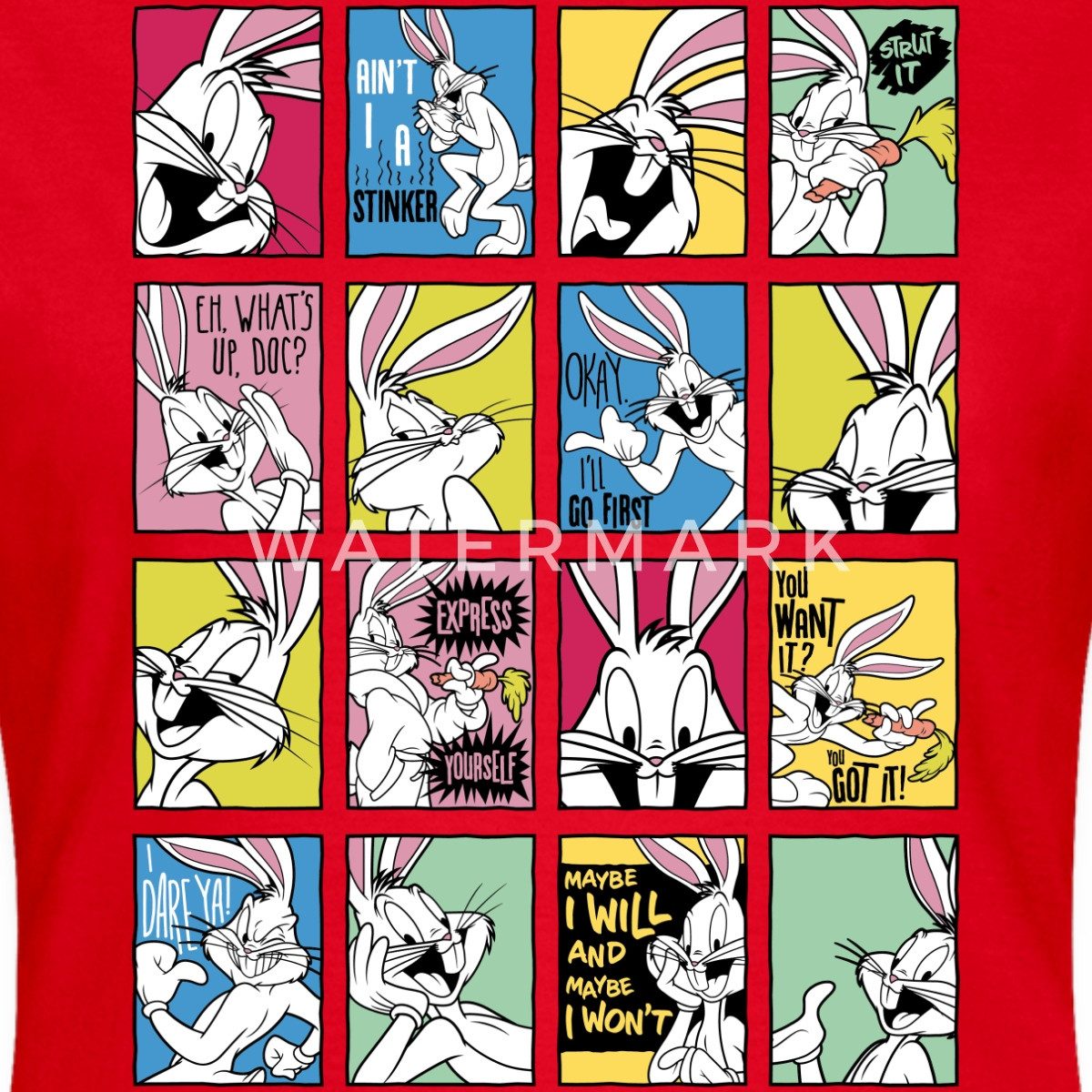 Spreadshirt T-Shirt Looney Tunes Bugs Bunny Kacheln Frauen T-Shirt (1-tlg)