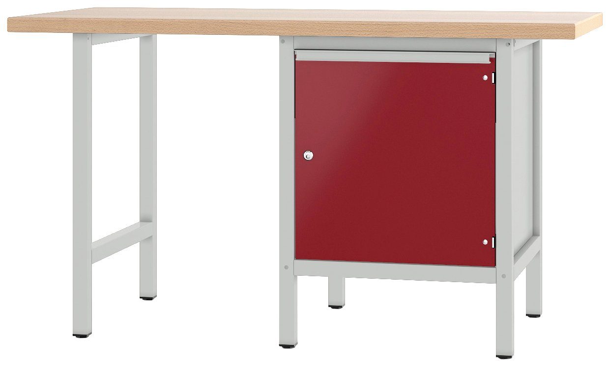 PADOR Werkbank 700.0.11 S 4, Höhe/Länge: 85,5x150 cm grau/rot