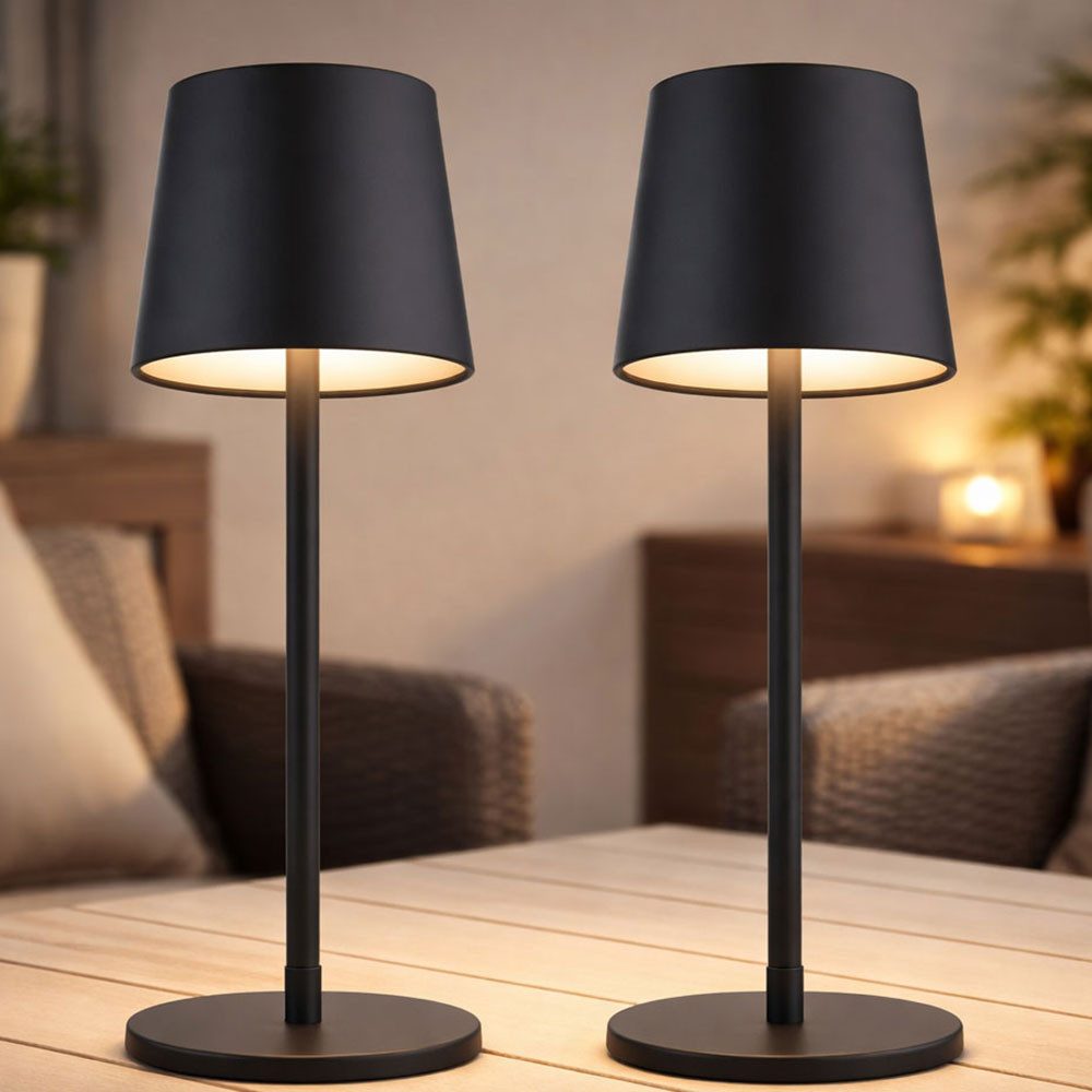 GLOBO LIGHTING LED Tischleuchte, LED-Leuchtmittel fest verbaut, Kaltweiß, Warmweiß, Neutralweiß, Tageslichtweiß, Farbwechsel, Tischleuchte Außen Innen Lampe LED CCT schwarz Touchdimmer Akku USB 2x