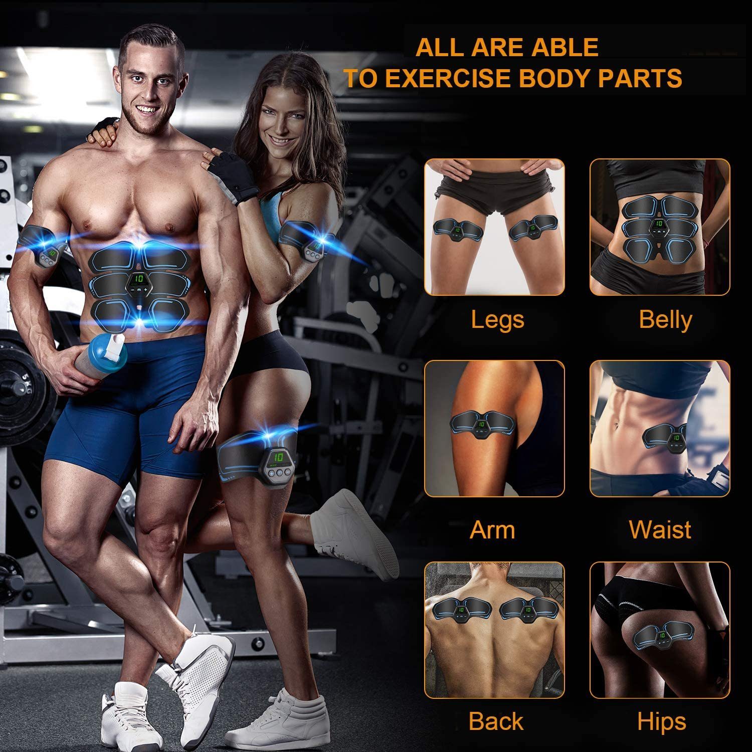 ABS/Bauch/Arm/Bein Smart 20 XDeer 10 EMS Modi zum Blau Bildschirm Intensitäten,LCD Trainingsgerät,Muskelstimulator Bauchtrainer Fitness-Gerät,