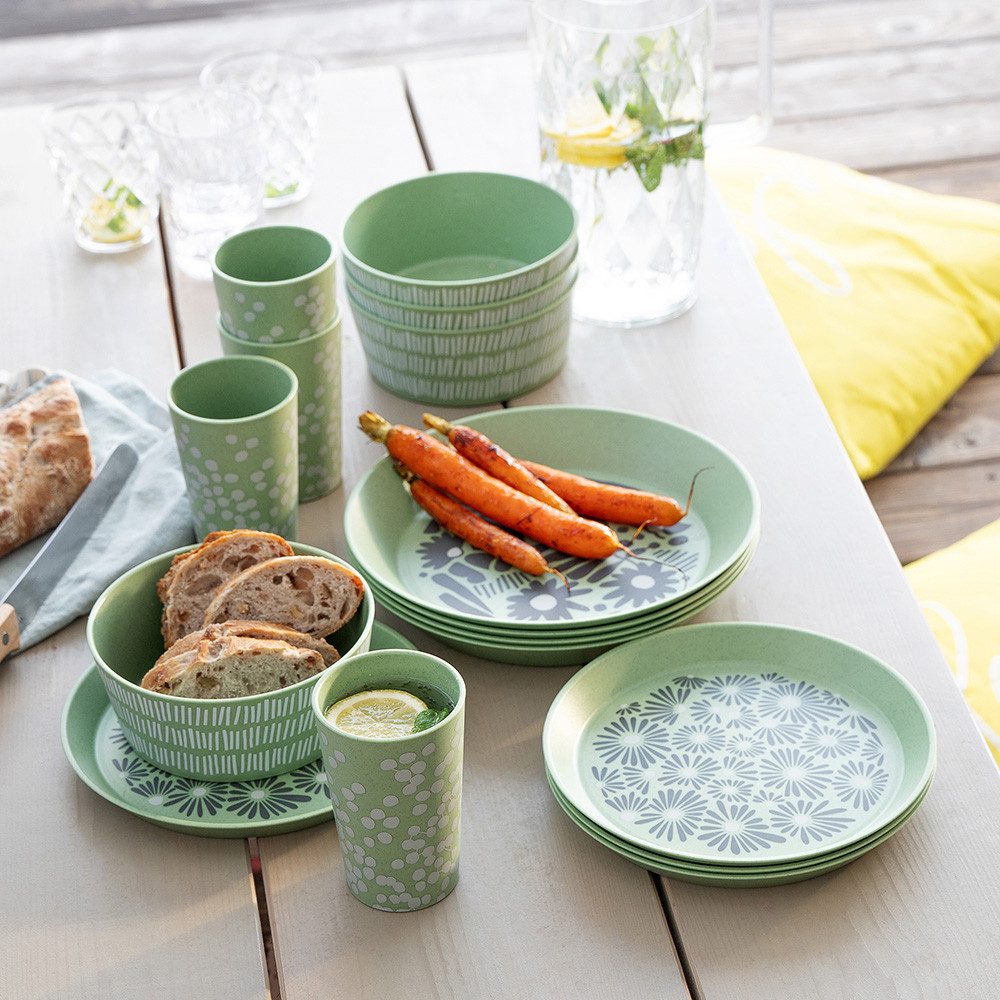 KOZIOL Geschirr-Set BLOMSTER SET, Geschirrset 16-teilig (16-tlg), 4 Personen, Kunststoff