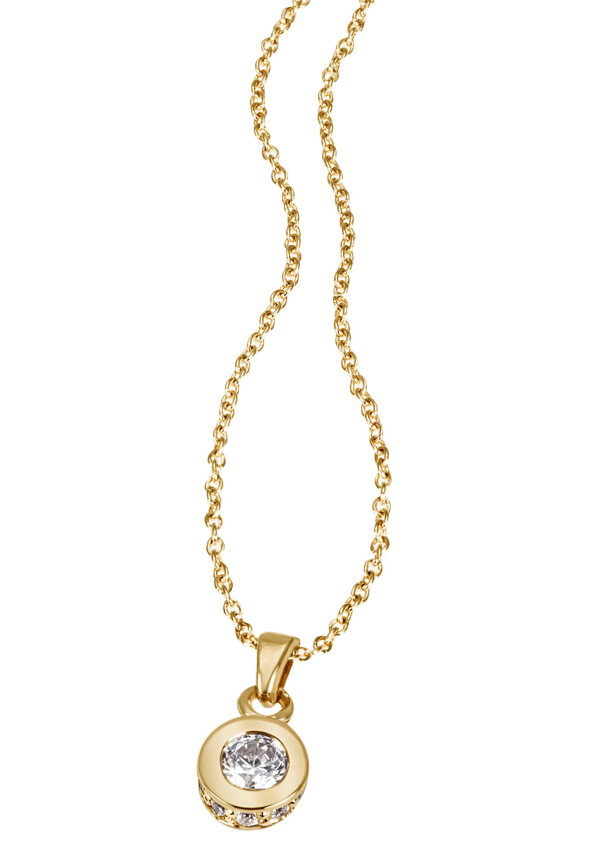 Firetti Kette mit Anhänger Schmuck Geschenk Gold 585 Halsschmuck Halskette Goldkette Ankerkette, zu Kleid, Shirt, Jeans, Sneaker! Anlass Geburtstag Weihnachten gelbgoldfarben
