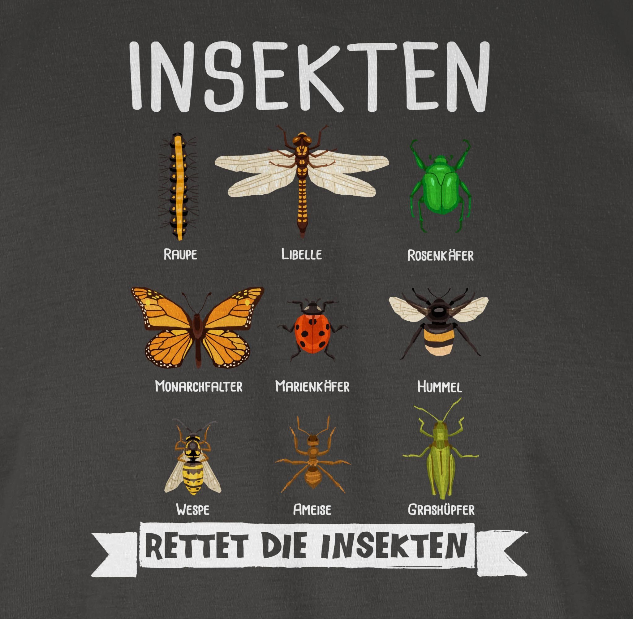 Shirtracer Dunkelgrau die Zubehör 01 Insekten Rettet Tiere T-Shirt