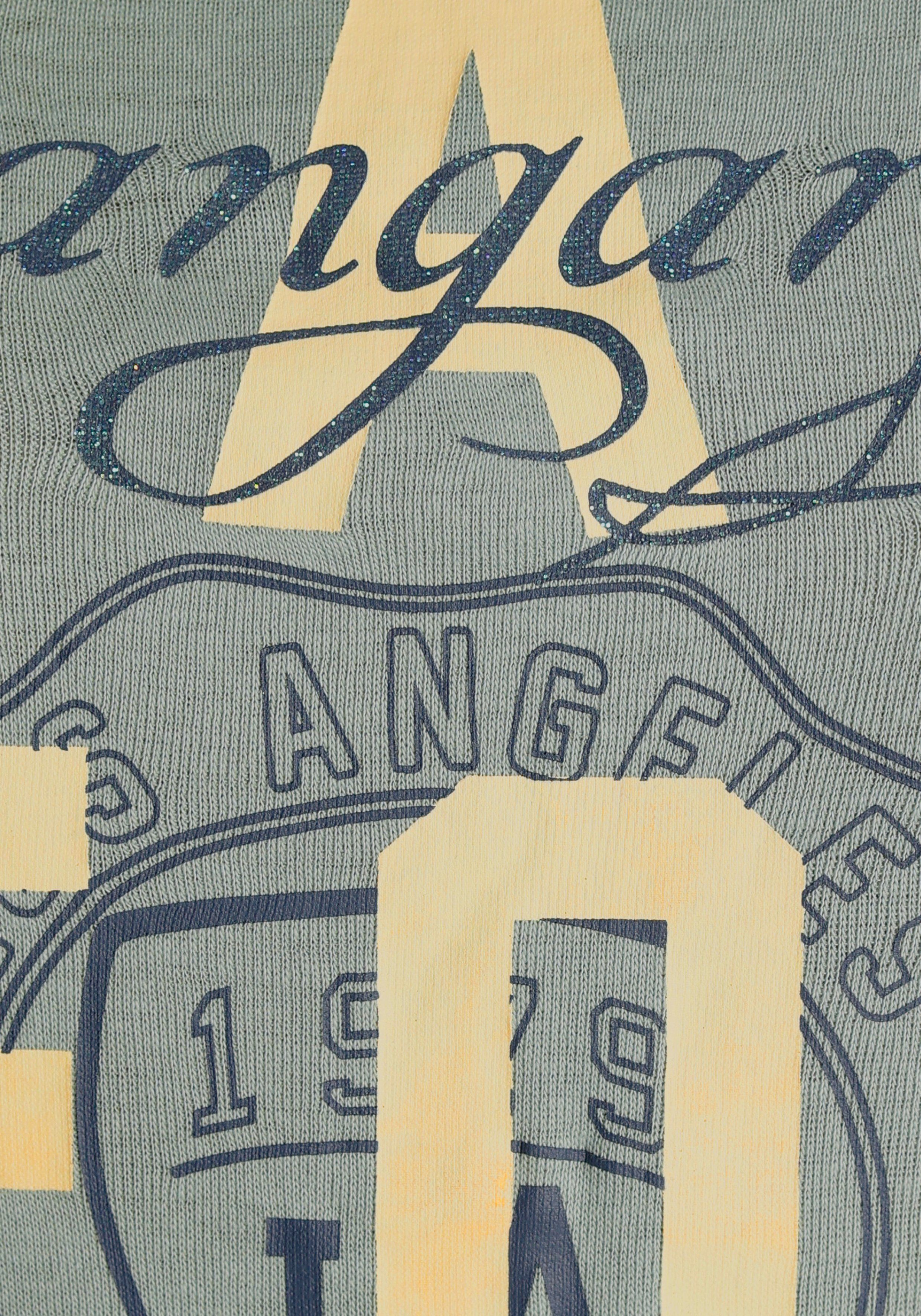 - KOLLEKTION mit KangaROOS khakigrau Logodruck NEUE Print-Shirt im California-Style