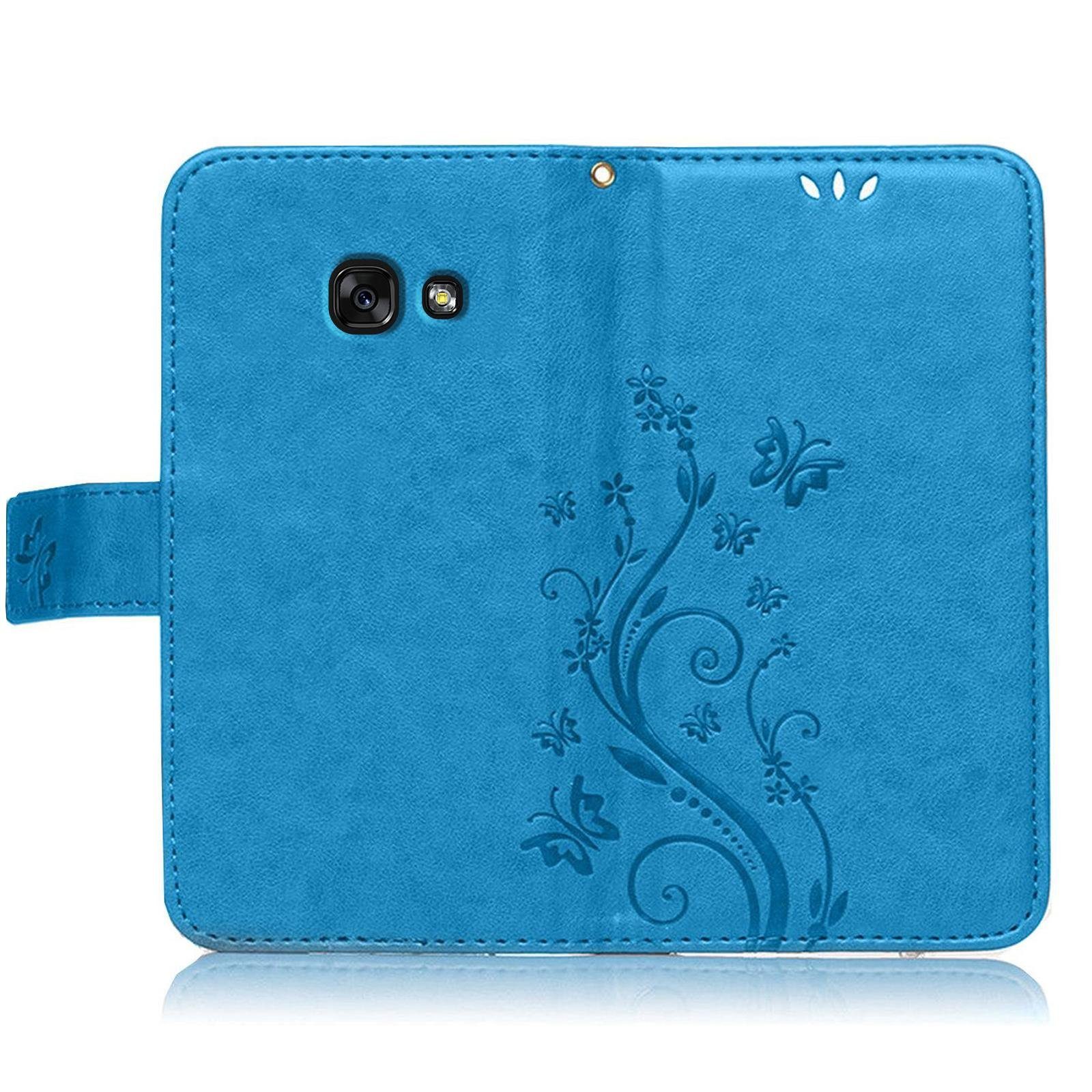 Numerva Handyhülle Bookstyle Flower für Samsung Galaxy A5 2017, Handy Tasche Schutzhülle Klapphülle Flip Cover mit Blumenmuster