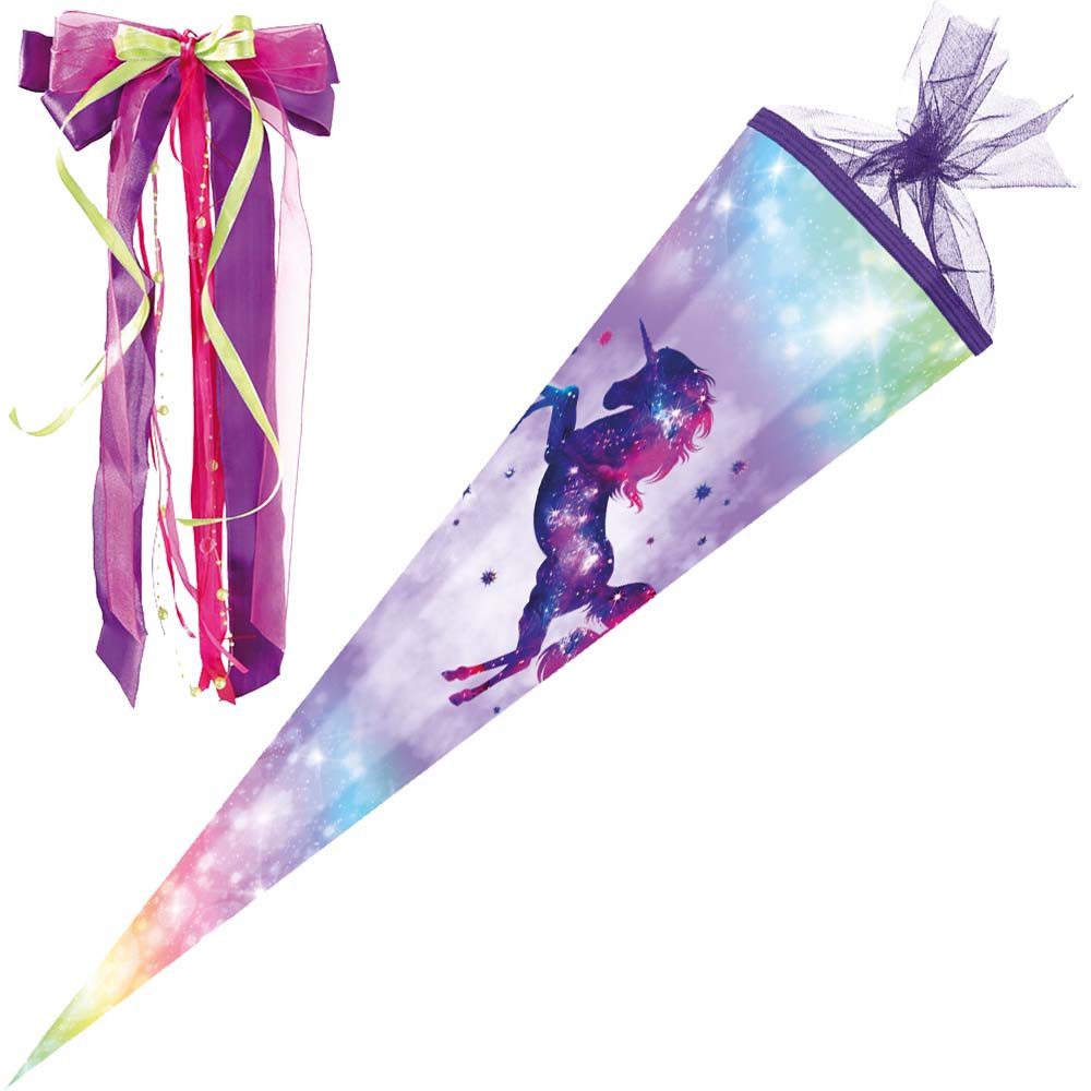 Schultüte 85 cm mit Schleife Galaxy Unicorn