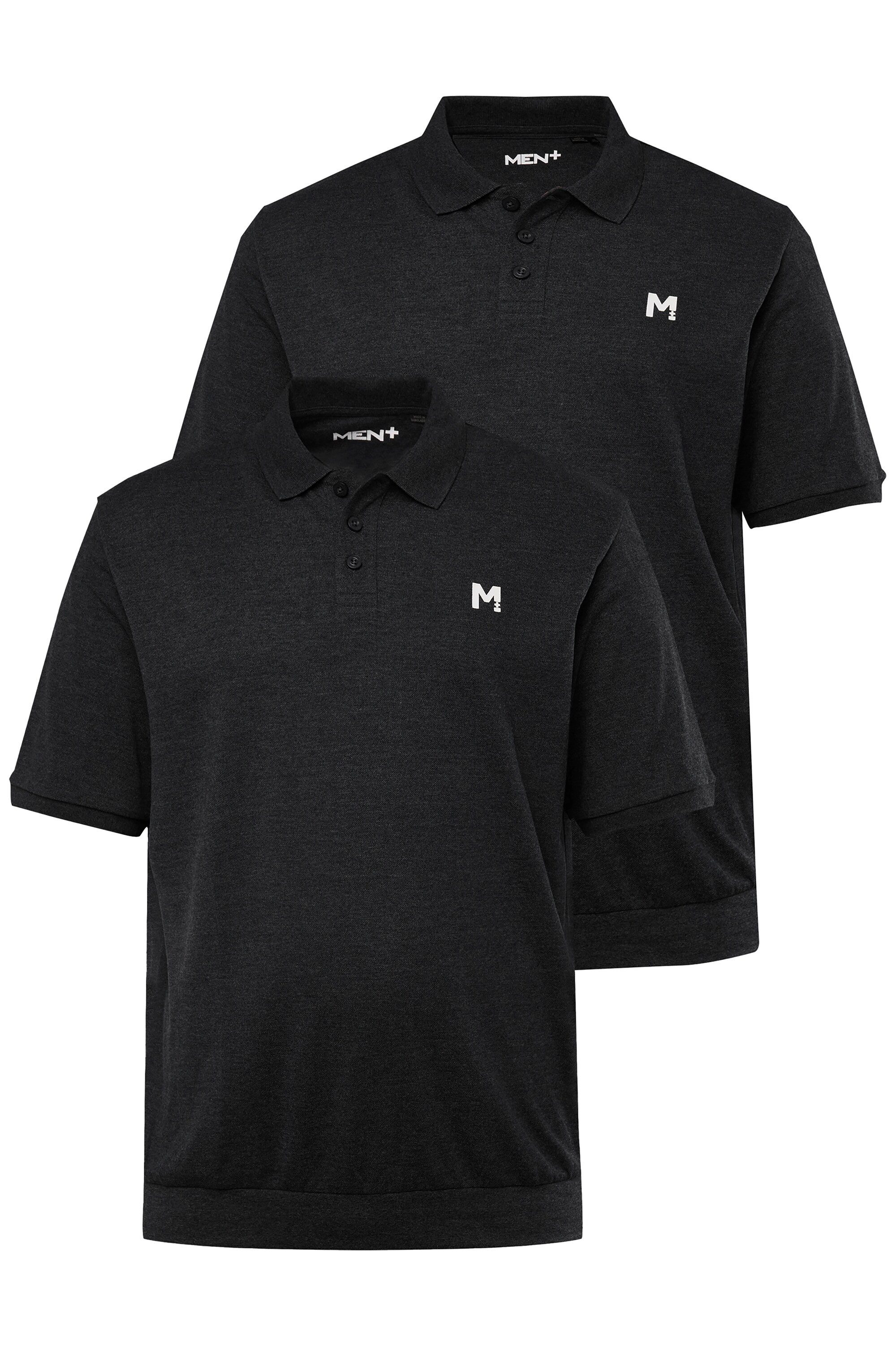 Men Plus Poloshirt Poloshirts 2er-Pack Bauchfit Basic Piqué Halbarm