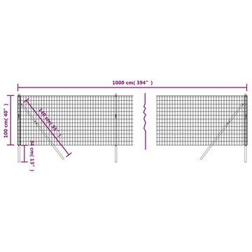 vidaXL Gartenzaun Maschendrahtzaun Grün 1x10 m Verzinkter Stahl, (1-St)