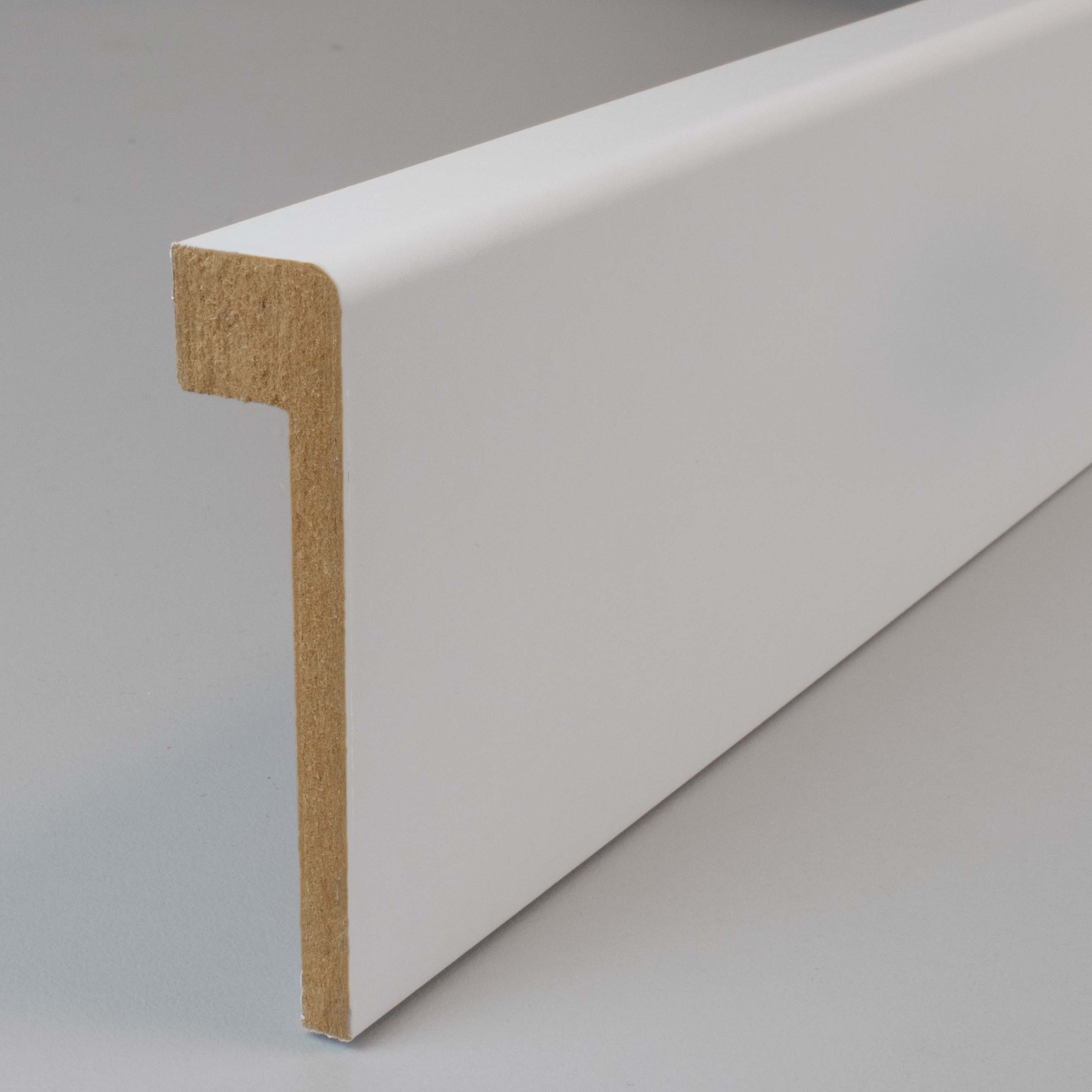 PROVISTON Sockelleiste MDF, 19 x 80 x 2500 mm, Weiß, Fliesen Abdeckleiste bis 65 mm Höhe