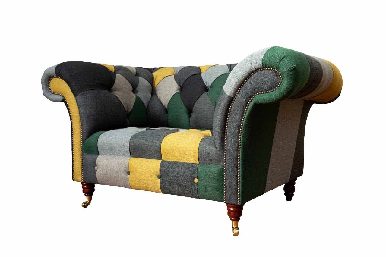 JVmoebel Sessel Chesterfield Sofa Mehrfarbig 1 Made Polster, Polster Design Sitzer In Europe Sessel