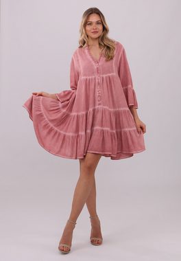 YC Fashion & Style Tunikakleid "Vintage Rosa Fließendes Tunikakleid aus 100% Viskose" Boho, Casual, Hinten länger