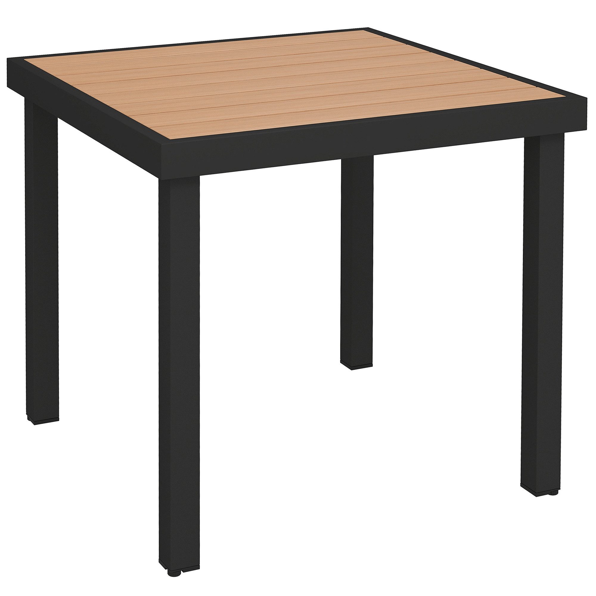 CHICFURN Gartentisch Quadratischer Esstisch für Terrasse und Balkon (Packung, 1-St., Für 4 Personen, 78x78x74 cm, Aluminium und Kunststoff), In natürlicher Holzfarbe, passend für Gartenmöbel und Außenbereiche