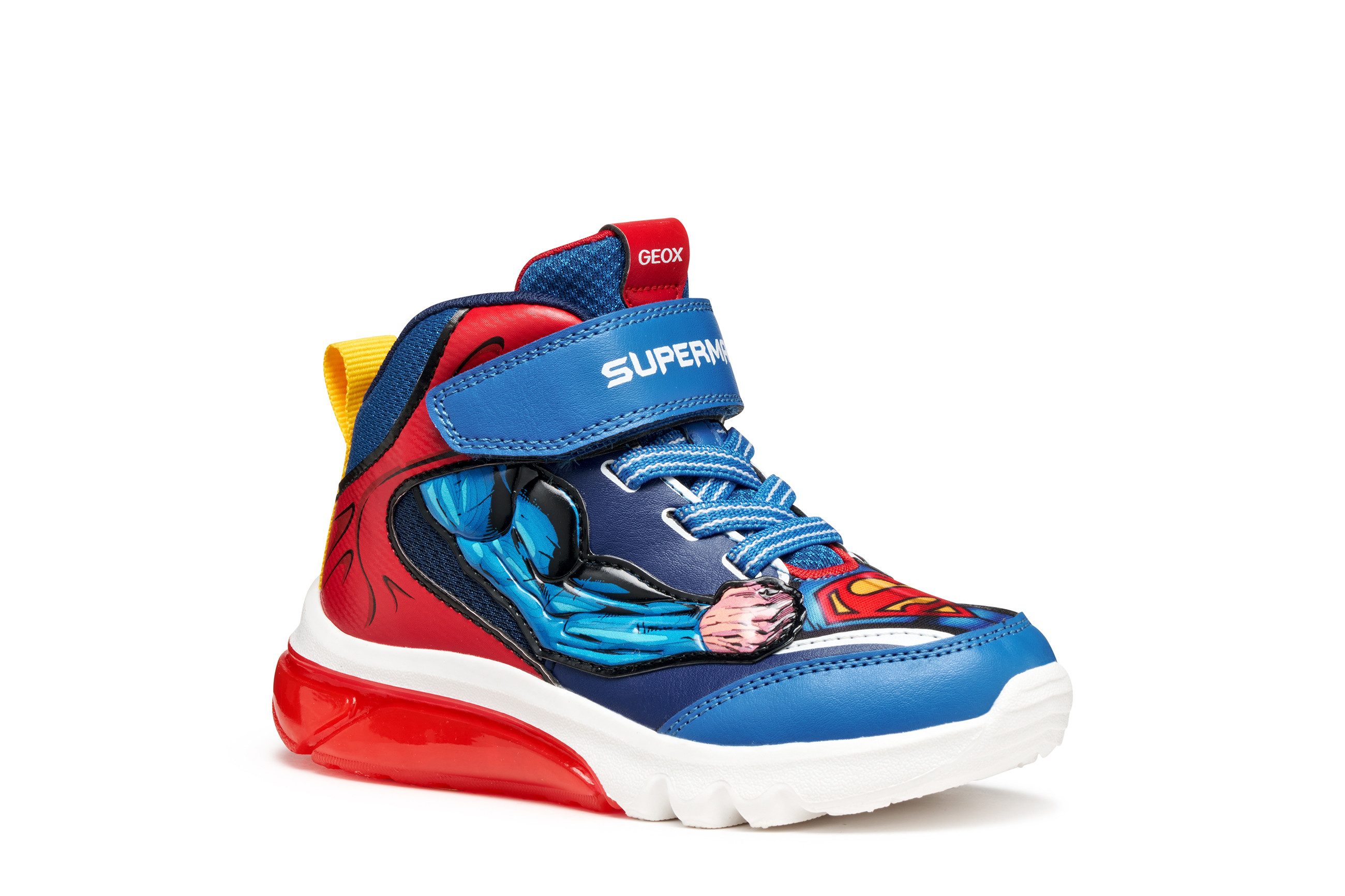 Geox J CIBERDRON BOY Superman Blinkschuh Кроссовки Schnürboots, Blinkschuh mit cooler Blinkfunktion