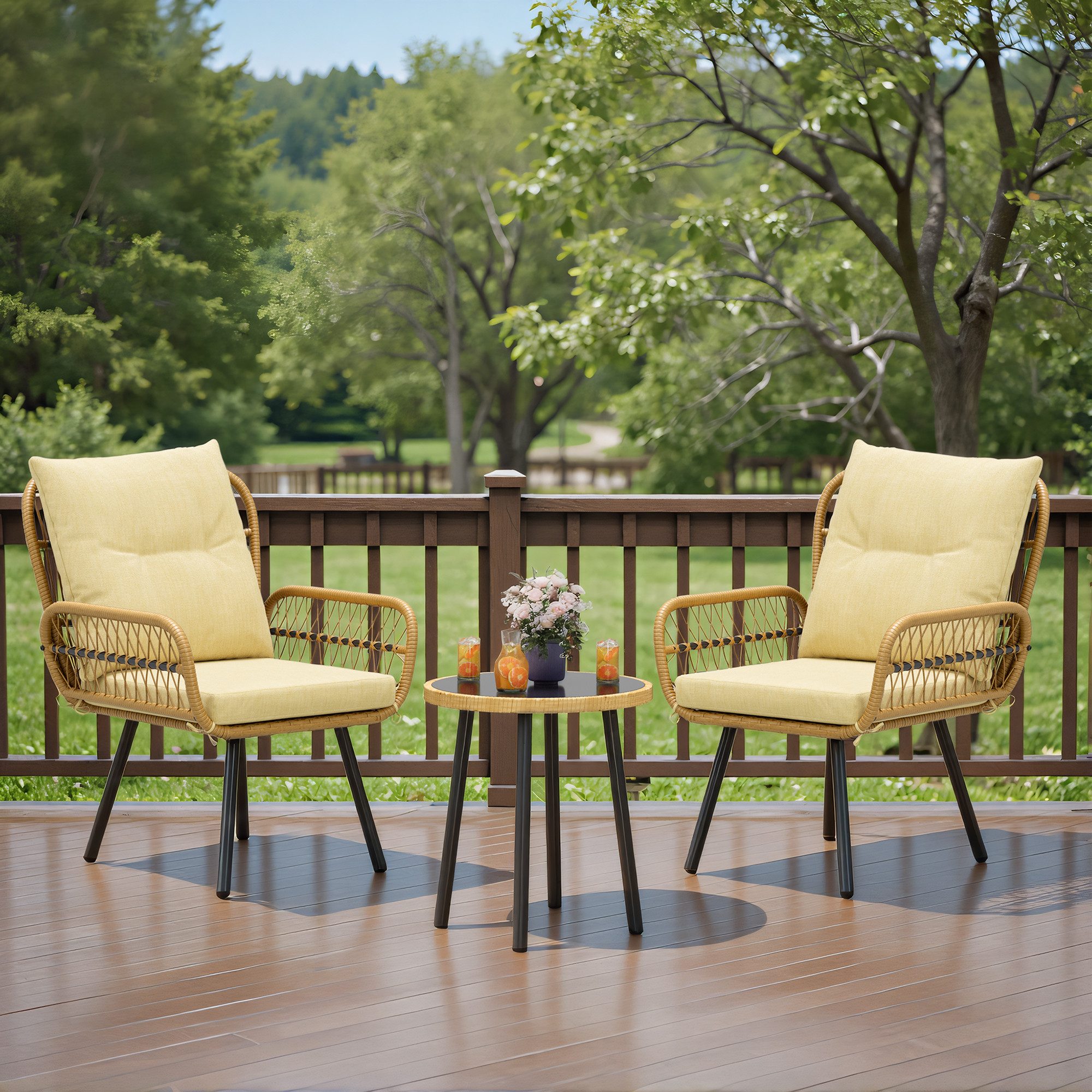 Bealife Balkonset Gartenlounge-Set, (3-tlg), 1 Tisch und 2 Stühle