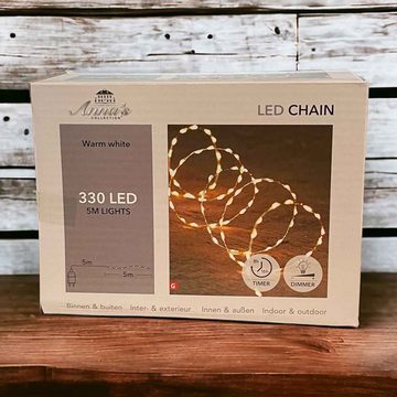 Coen Bakker Deco BV LED-Lichterkette LED Chain, außen Draht silber 4,95m Dimmer Timer warmweiß