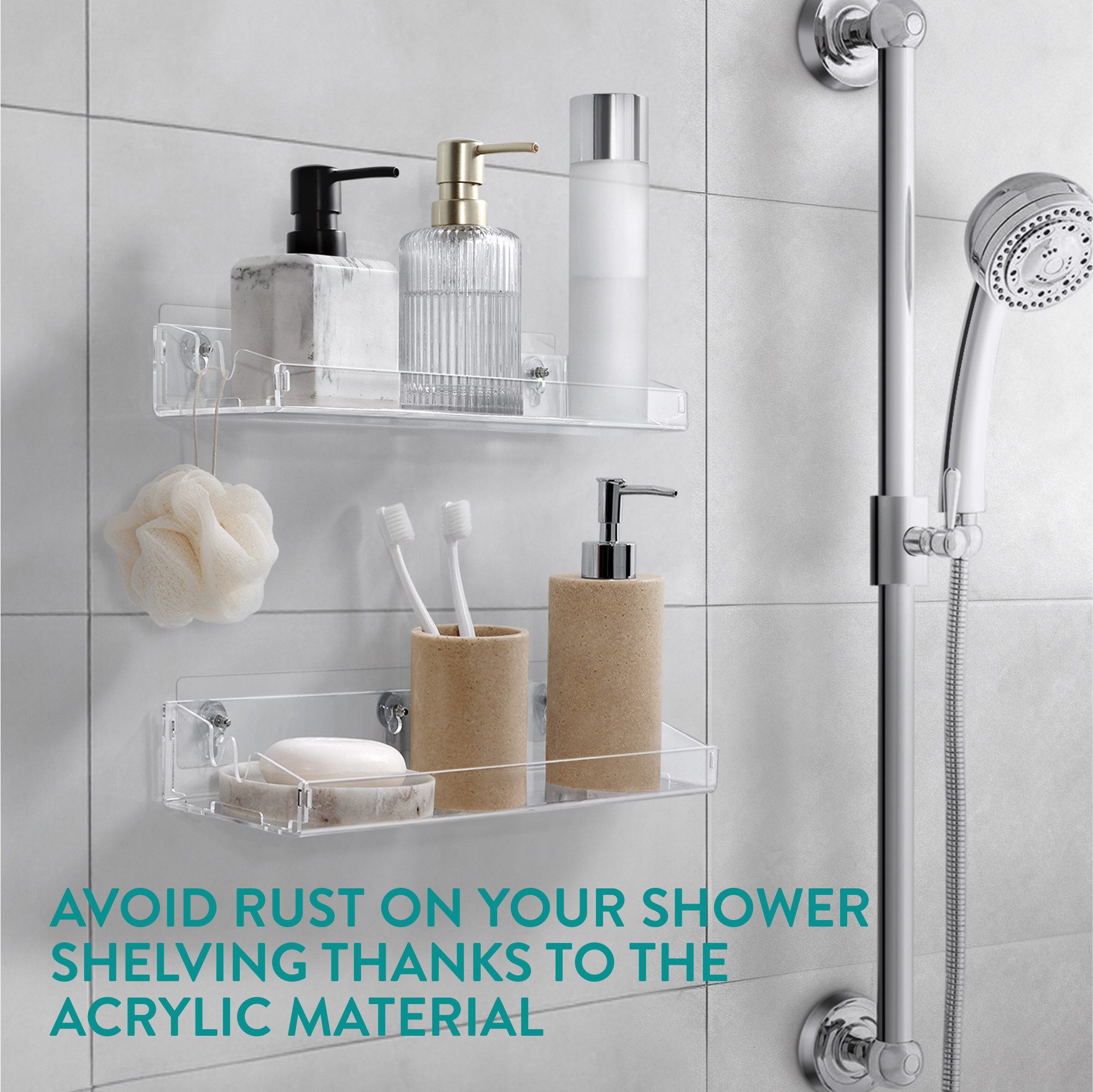 Navaris Wandregal Acryl Schweberegal - 2x Regale - Badezimmer Regal ohne Bo günstig online kaufen