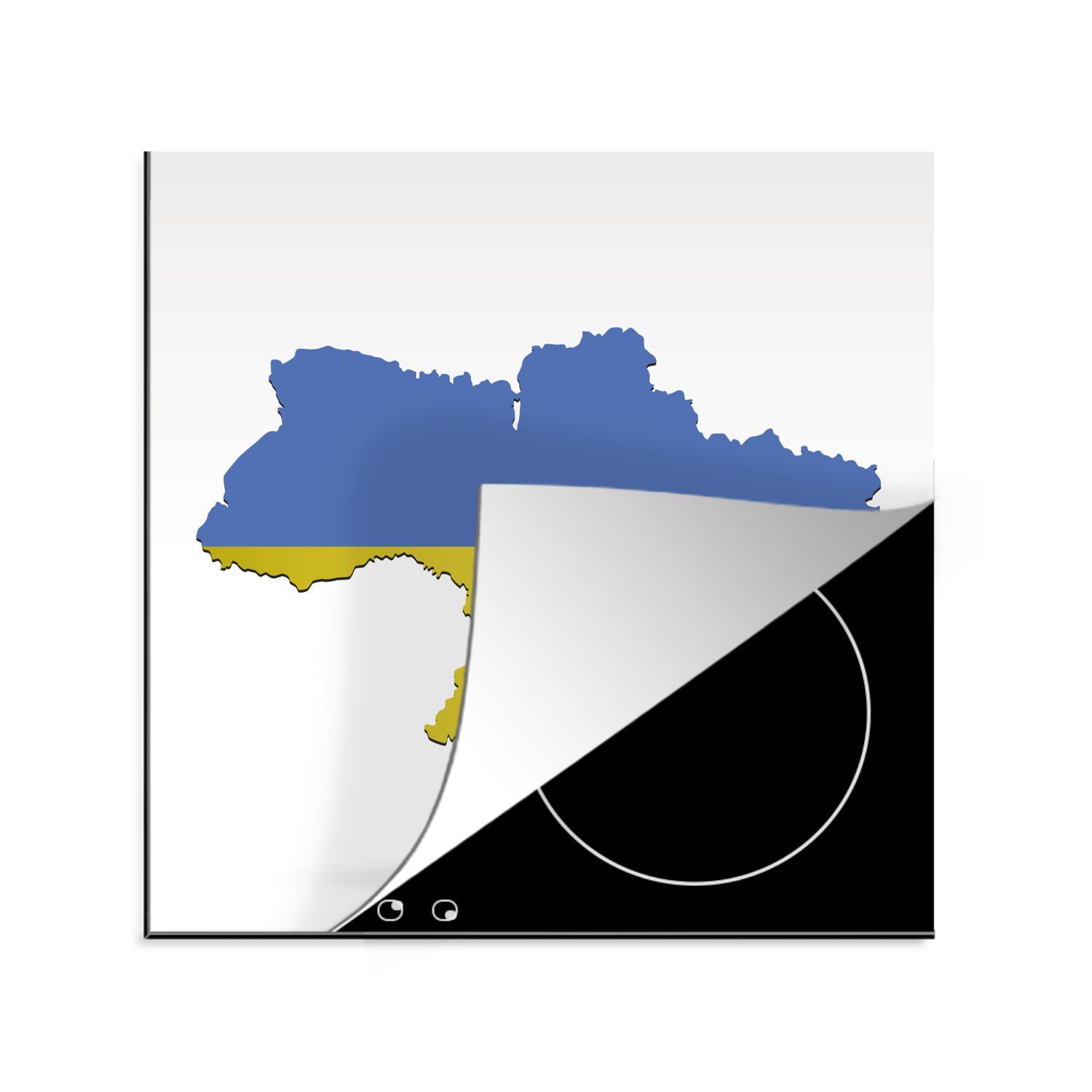 MuchoWow Herdblende-/Abdeckplatte Illustration der Ukraine in den Farben der Flagge, Vinyl, (1 tlg), 78x78 cm, Ceranfeldabdeckung, Arbeitsplatte für küche