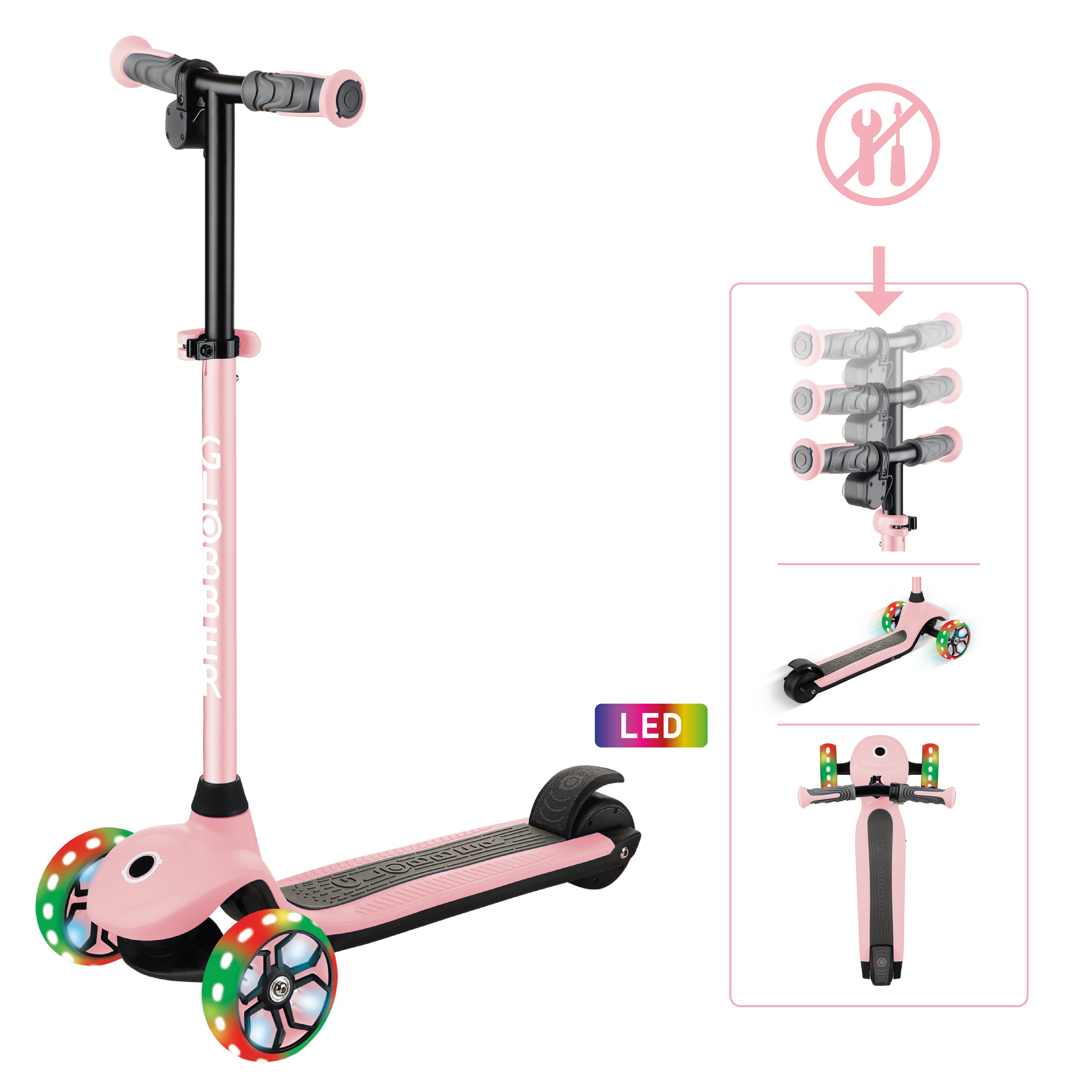 Globber E-Scooter ONE K E-MOTION 4 PLUS, mit Leuchtrollen, 10 km/h