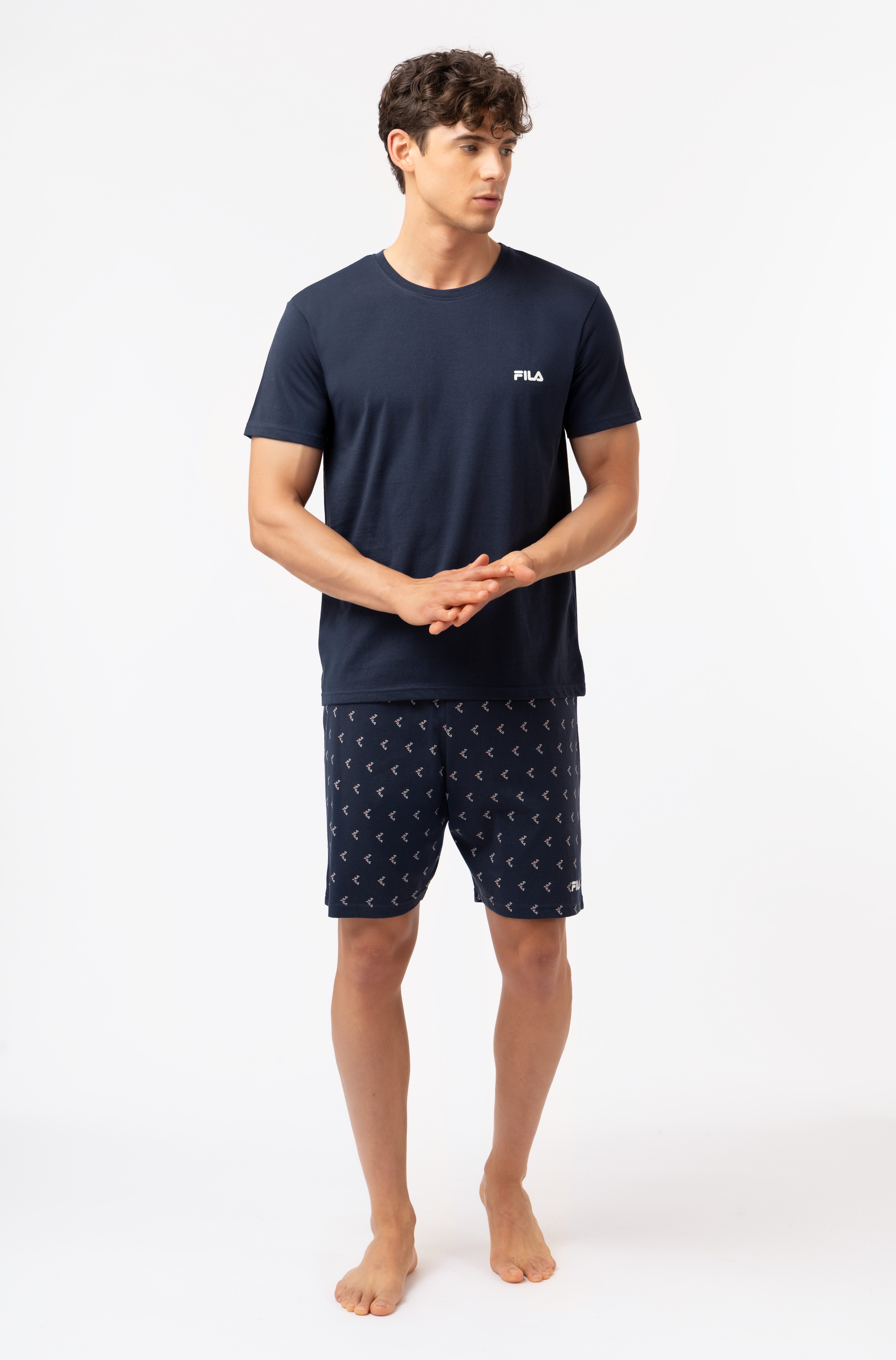 Fila Shorty (2 tlg) mit Rundhalsausschnitt, Kurzarm, Cotton