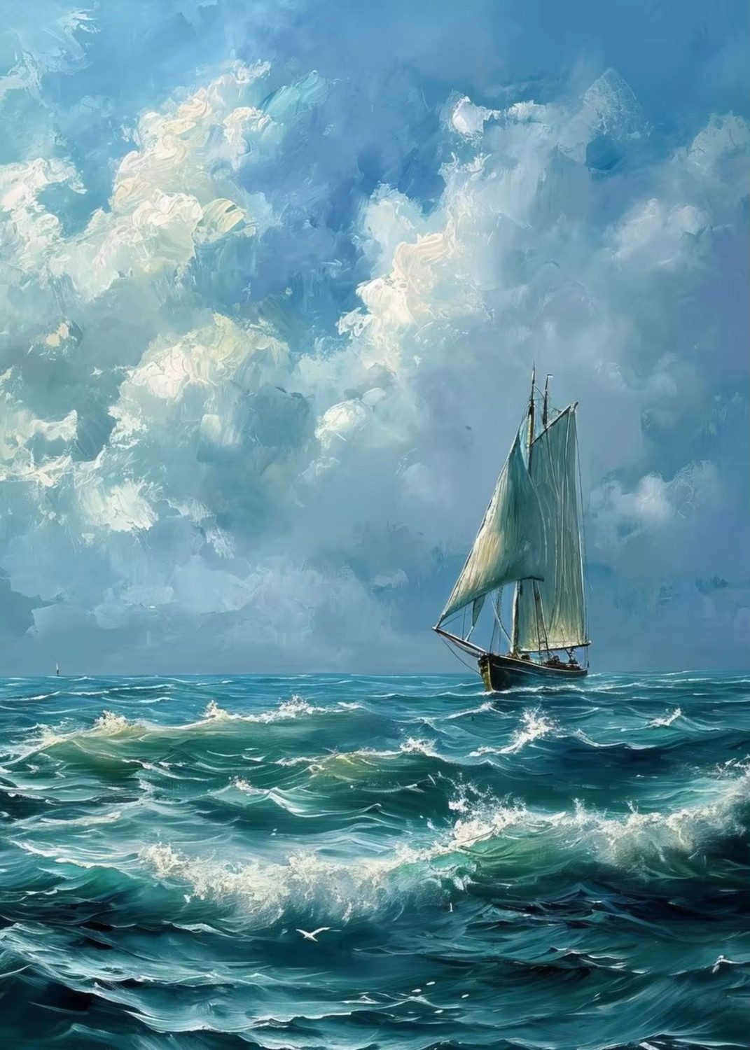 TPFLiving Kunstdruck OHNE RAHMEN, Meer, Stran, Ozean, Palmen, Surfer, Palmen und Wellen - (Leinwandbild XXL), Farben: Farben: blau, rot, beige -Größe: 20x30cm