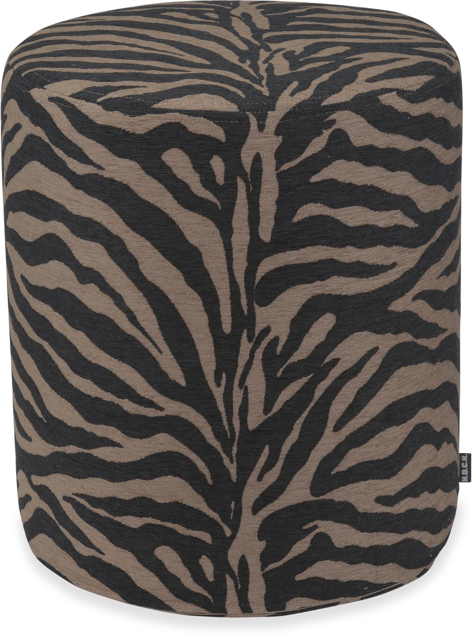 H.O.C.K. Sitzhocker H.O.C.K. Zari Hocker Pouf ø40x45cm rund - Schwarz Taupe Zebra Muster, Hocker, Barhocker & Sitzhocker, Pouf, Badhocker, Wohnzimmer Hocker