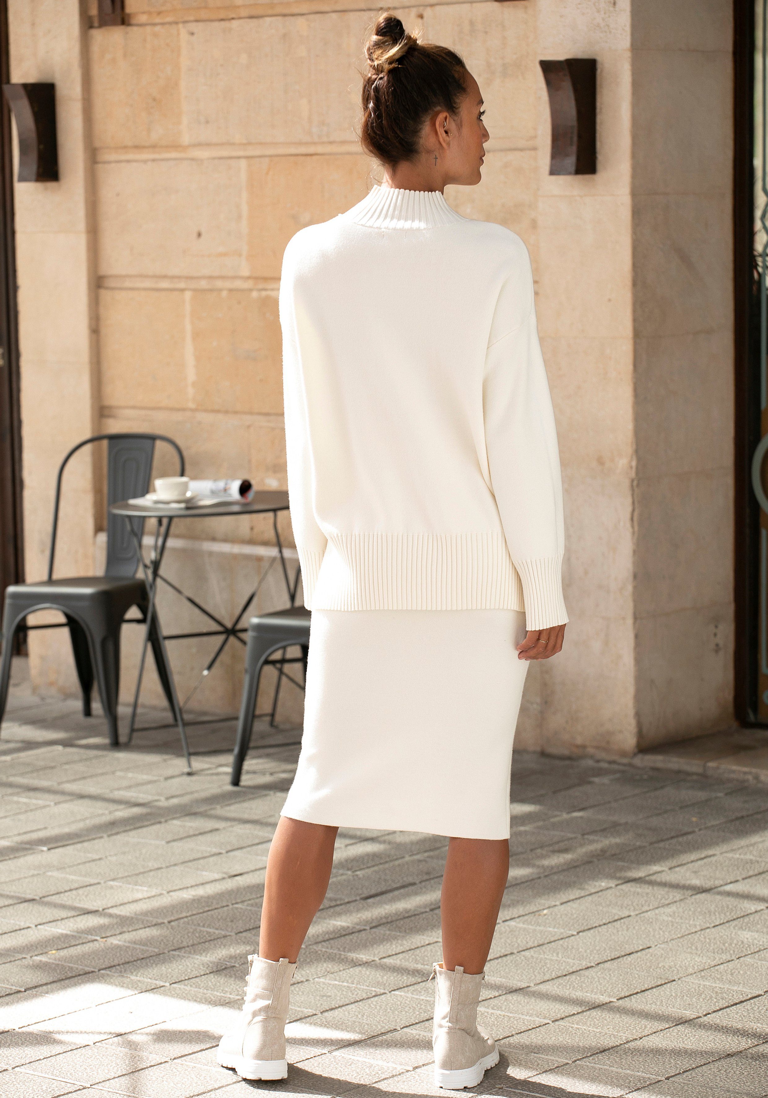 LASCANA Stehkragenpullover mit breiten Abschlüssen, klassischer Strickpullover