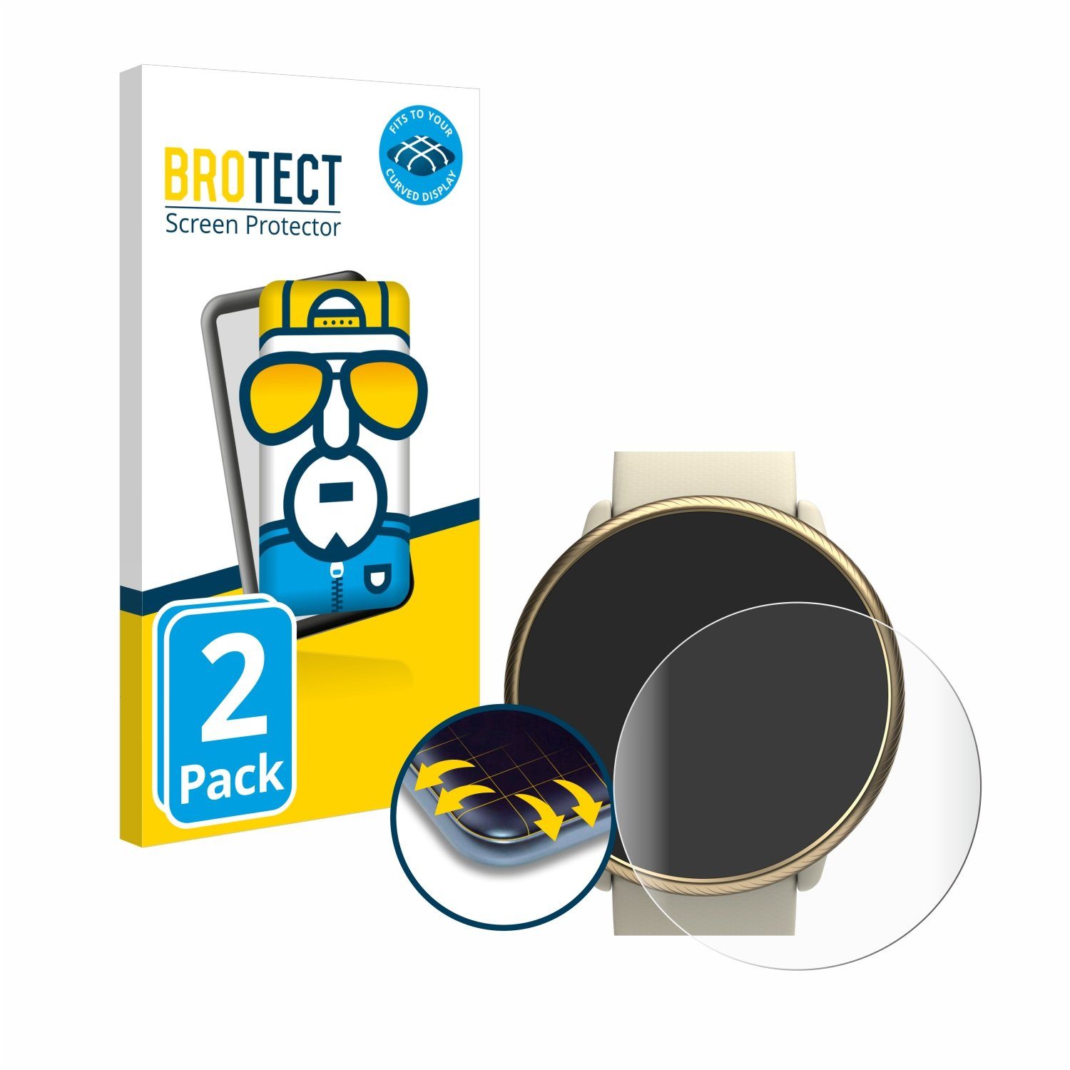 BROTECT Displayschutzfolie Fullscreen Schutzfolie für Polar Ignite 2, 2 Stück, Displayschutz Folie Fullcover Klar Transparent