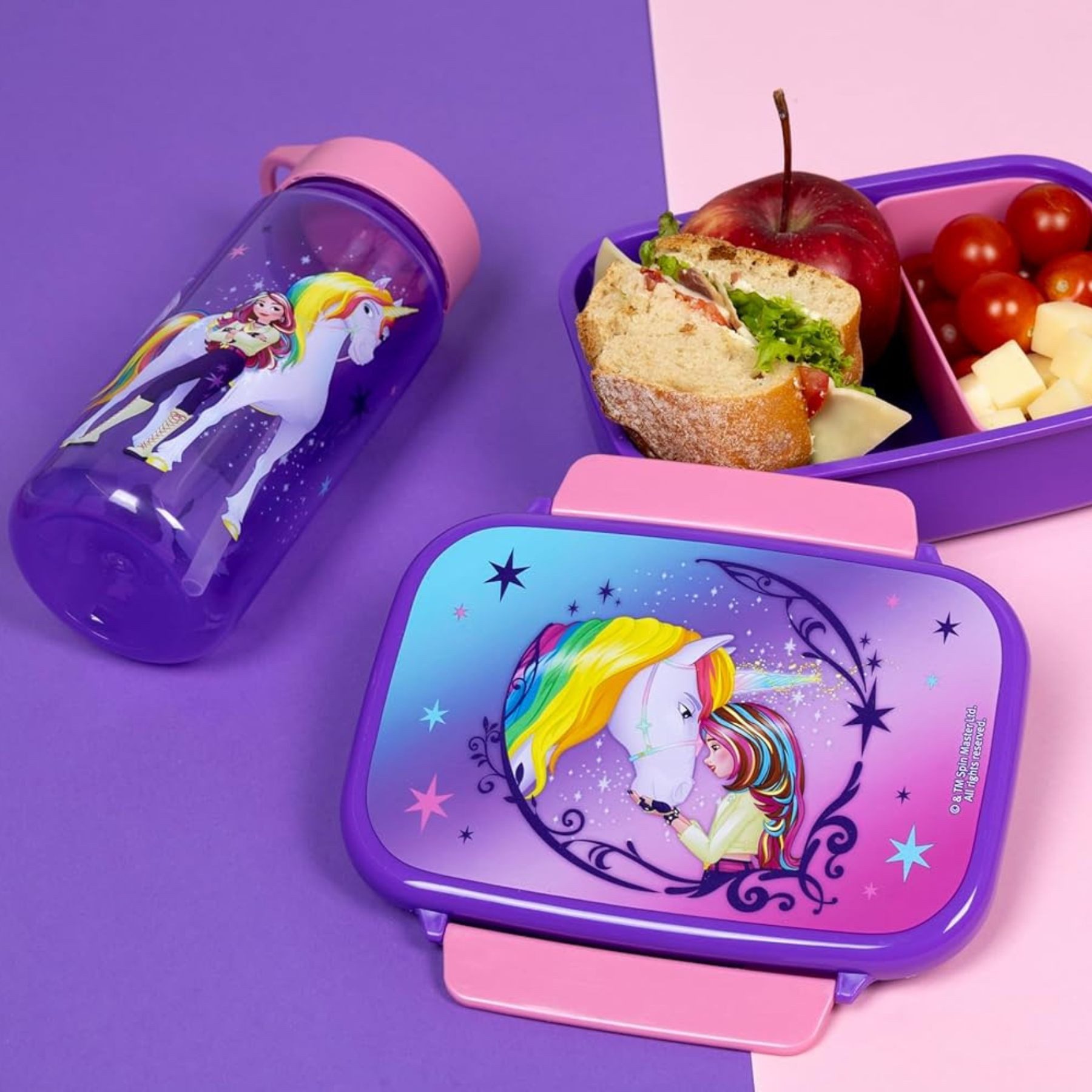 Unicorn Academy Lunchbox Lila Brotdose 18 x 14 x 6 cm Snackbox für Schule unterwegs